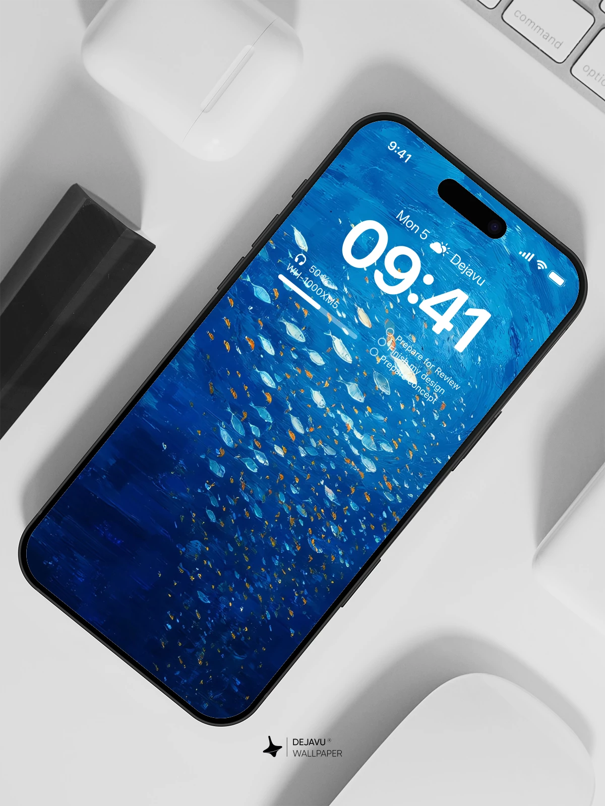 Blue Ocean Fish School Wallpaper 4K for iPhone Lock Screen