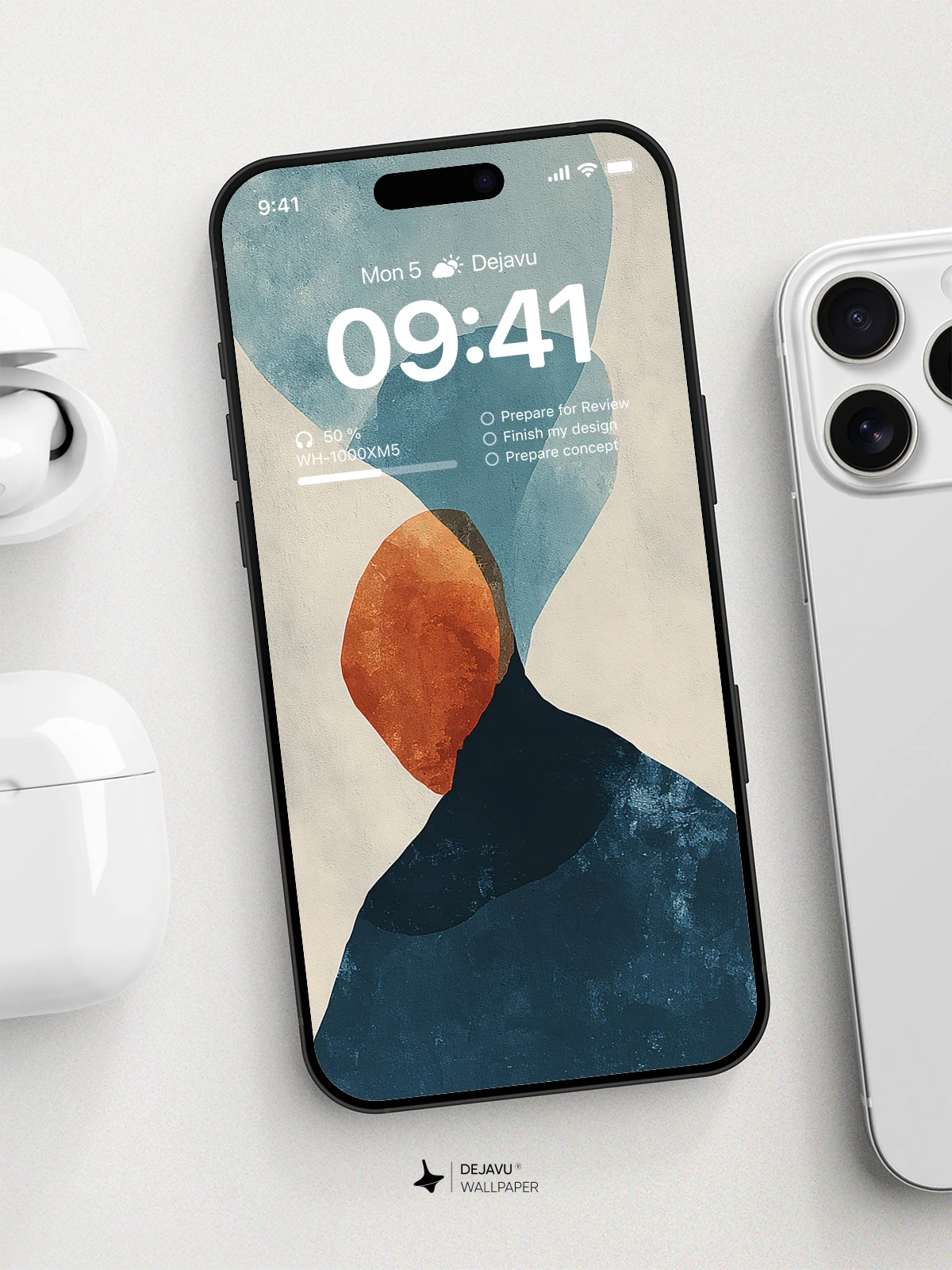 Abstract Blue Orange Minimal Wallpaper 4K for iPhone Lock Screen