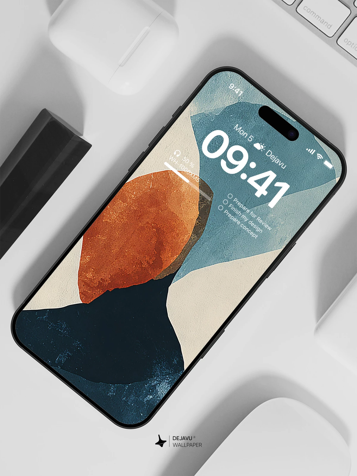 Abstract Blue Orange Minimal Wallpaper 4K for iPhone Lock Screen