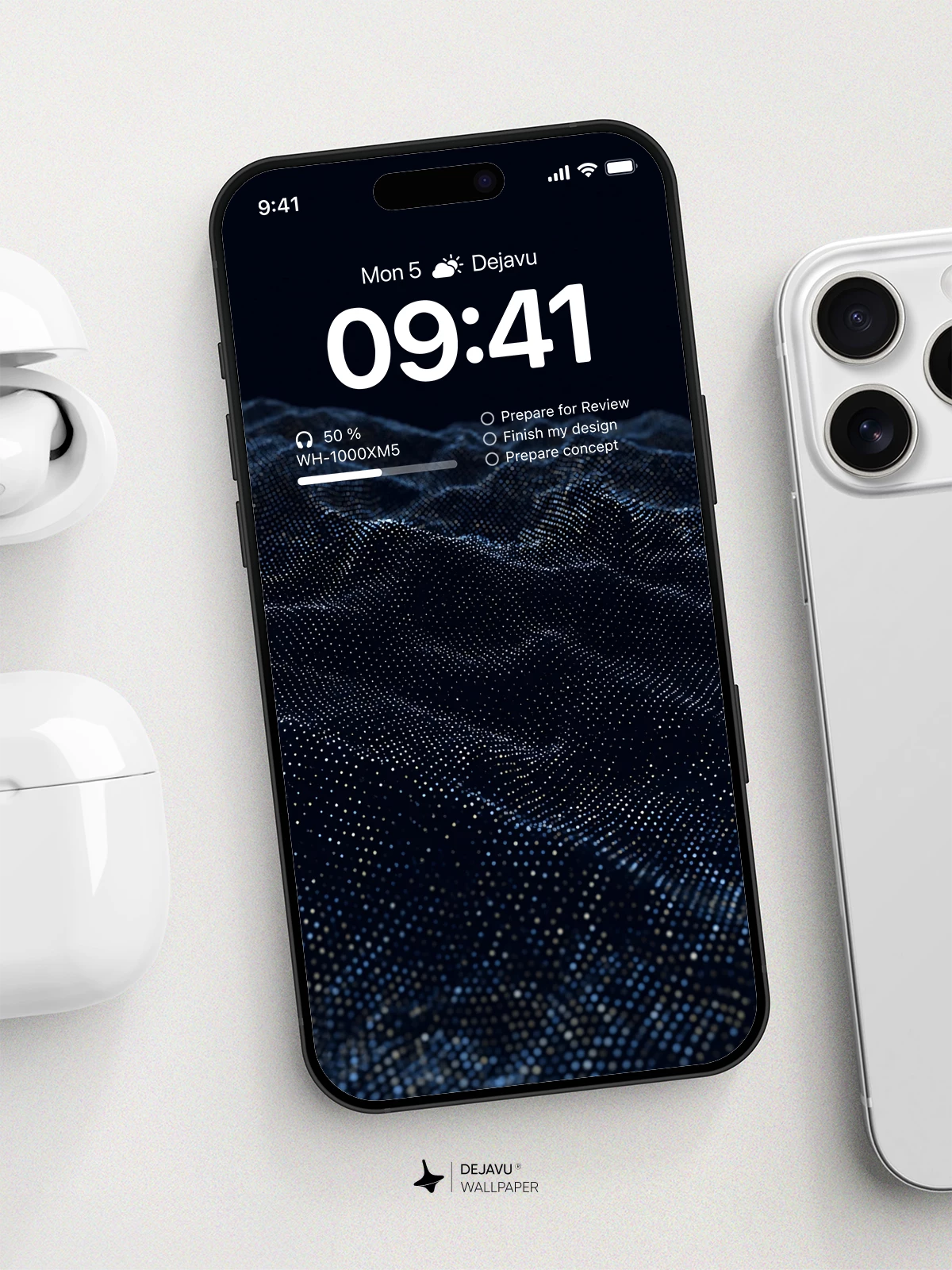 Dark Blue Particle Wave Wallpaper 4K for iPhone Lock Screen