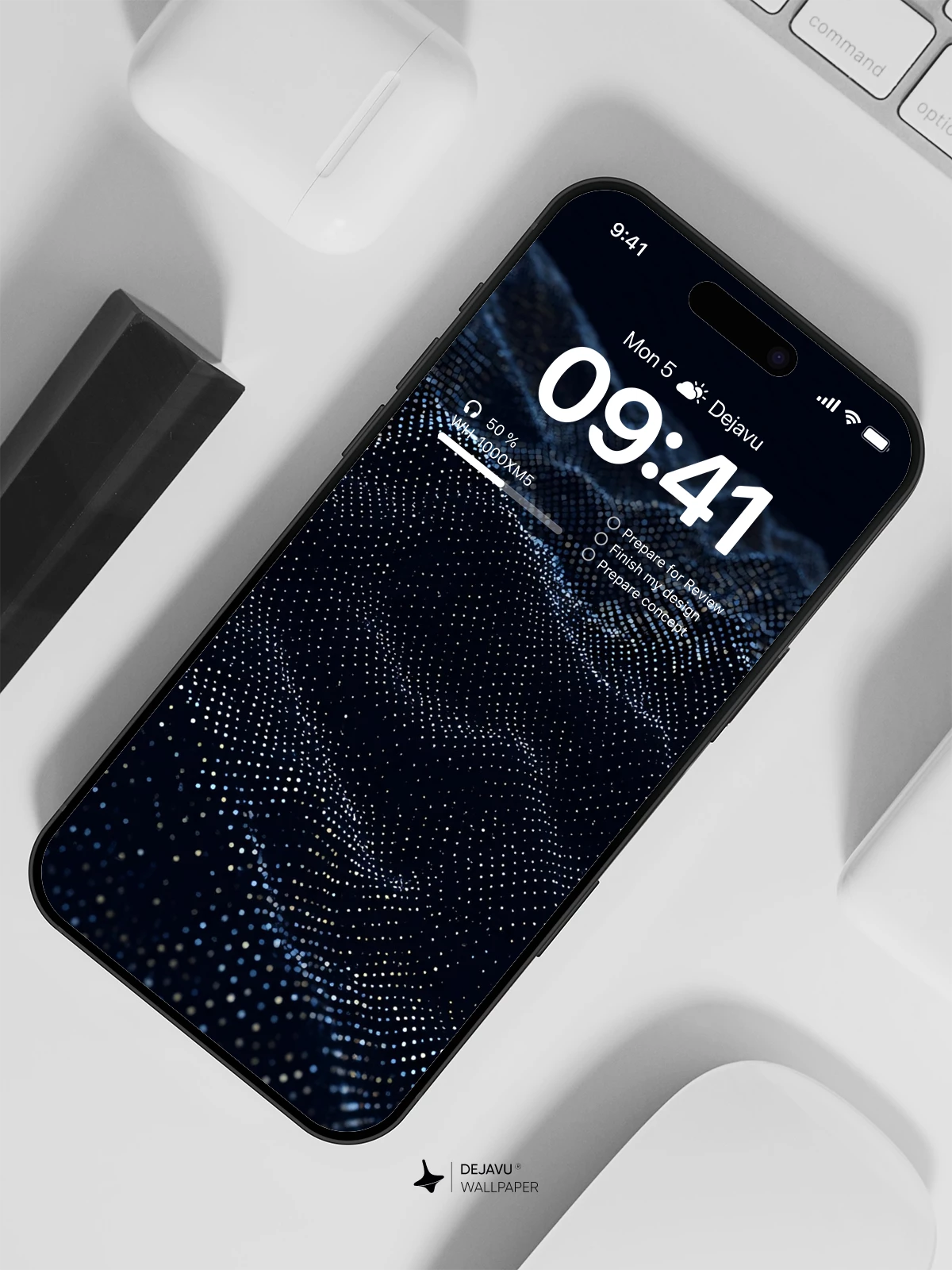 Dark Blue Particle Wave Wallpaper 4K for iPhone Lock Screen