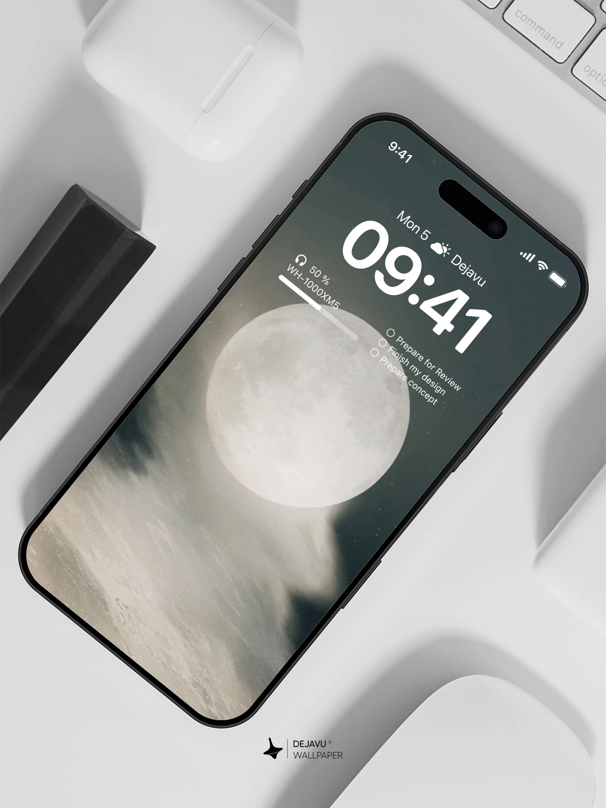 Full Moon Night Sky Wallpaper 4K for iPhone Lock Screen
