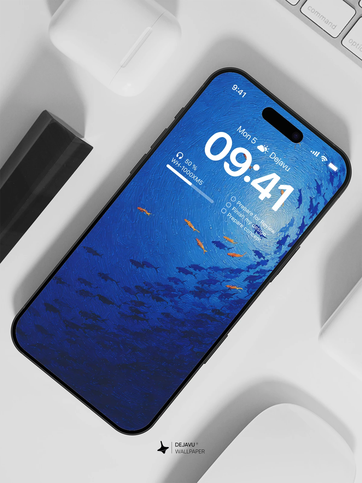 Blue Ocean Fish School Wallpaper 4K for Mobile Background