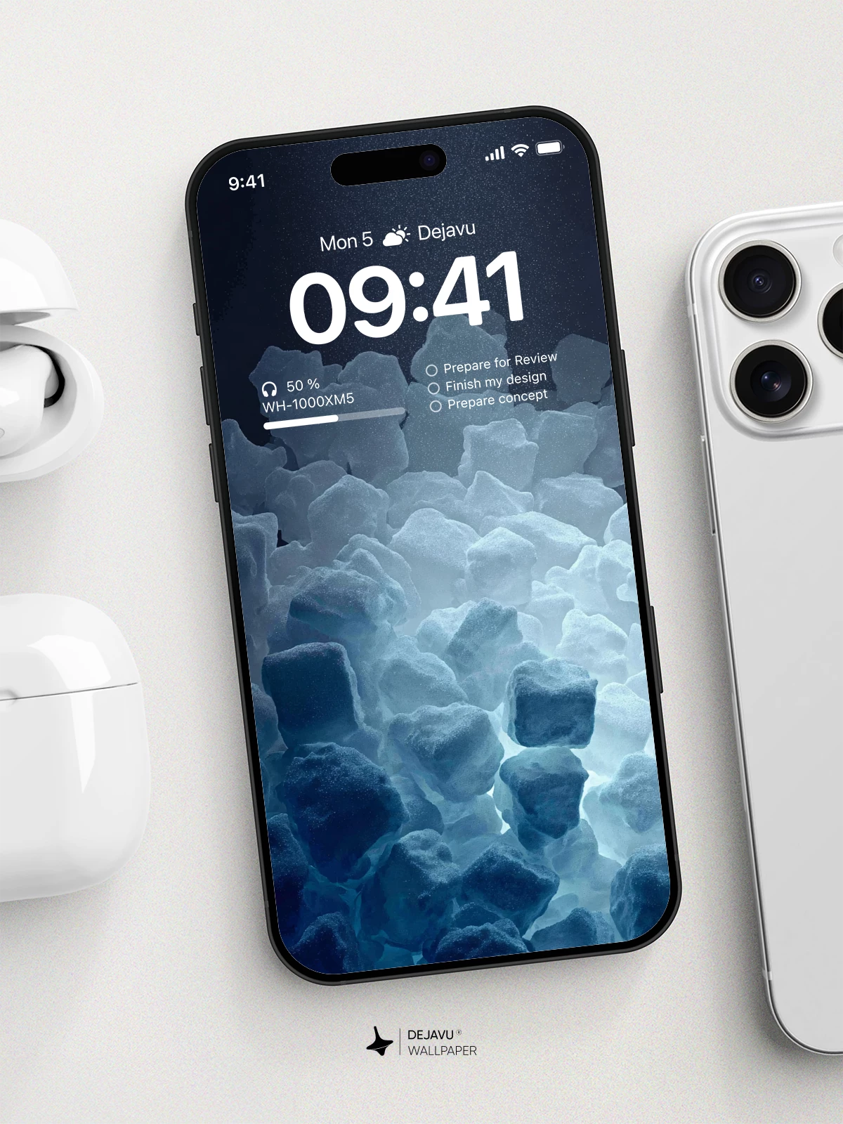 Blue Ice Cubes Wallpaper 4K for Mobile Background