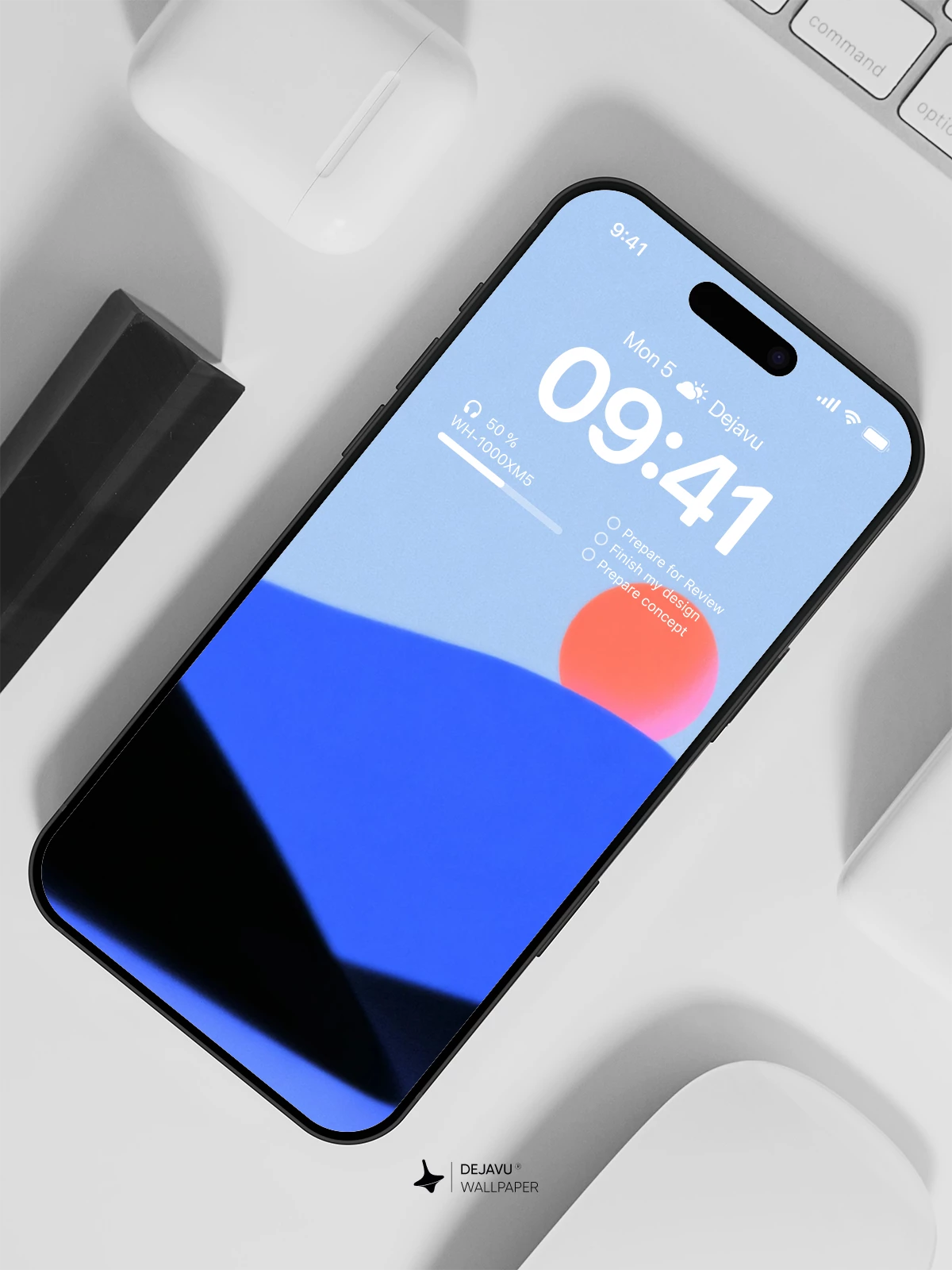 Blue Minimalist Sunset Wallpaper 4K for iPhone Lock Screen
