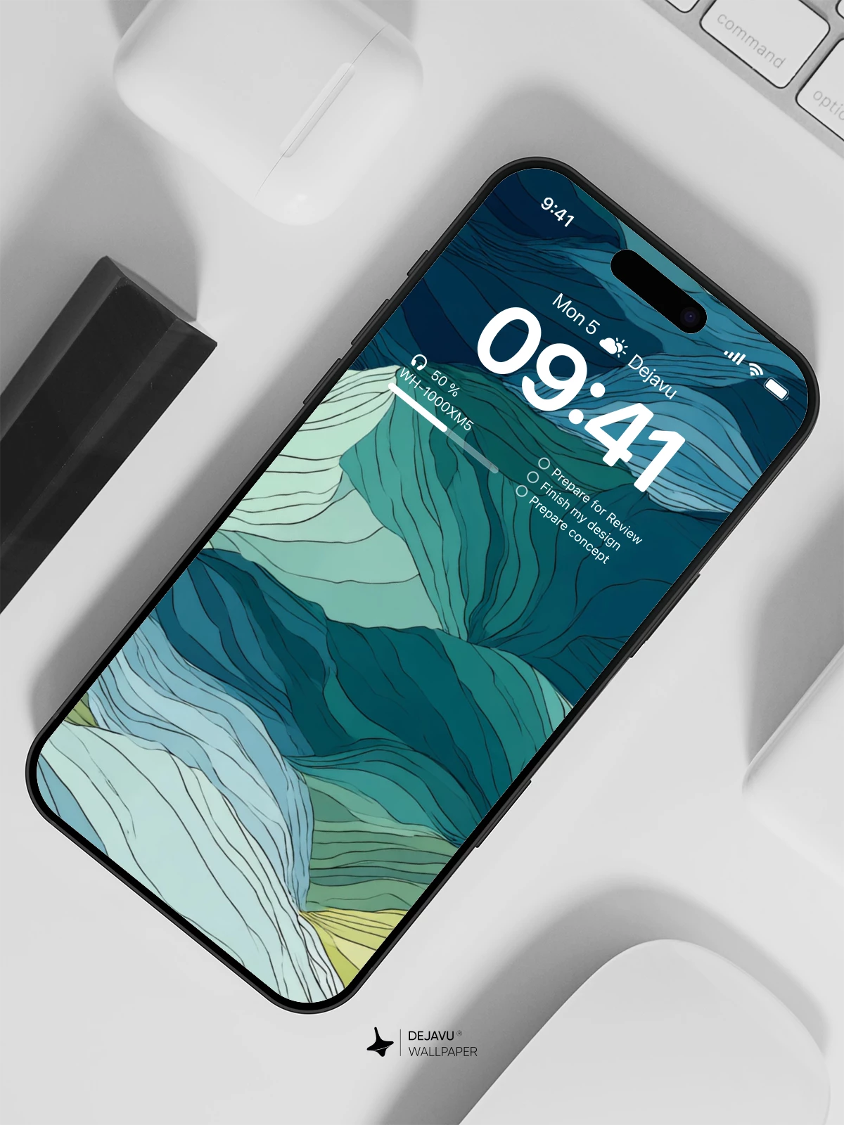 Blue Wave Pattern Wallpaper 4K for iPhone Lock Screen