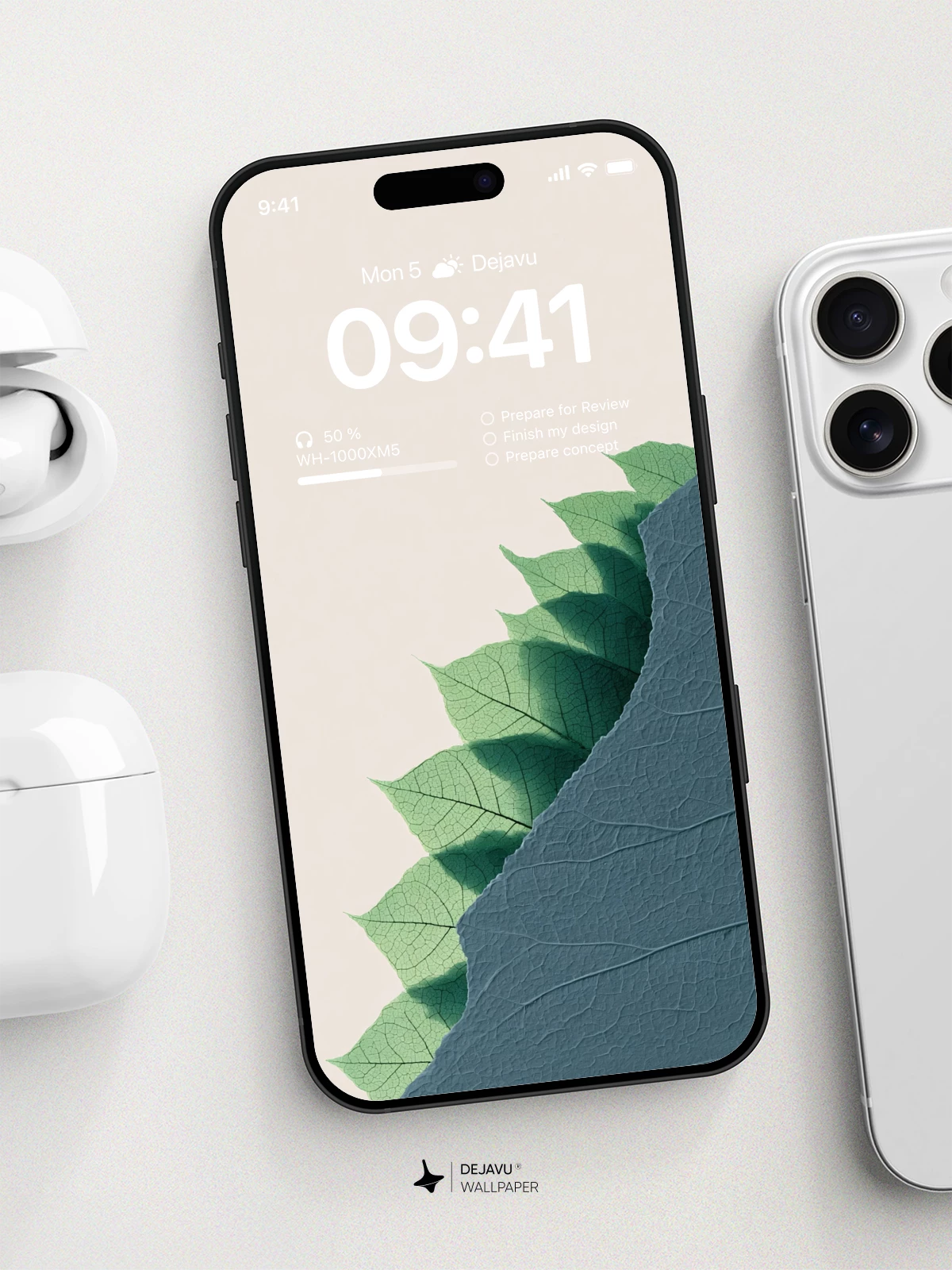Green Leaf Pattern Wallpaper 4K for iPhone Lock Screen