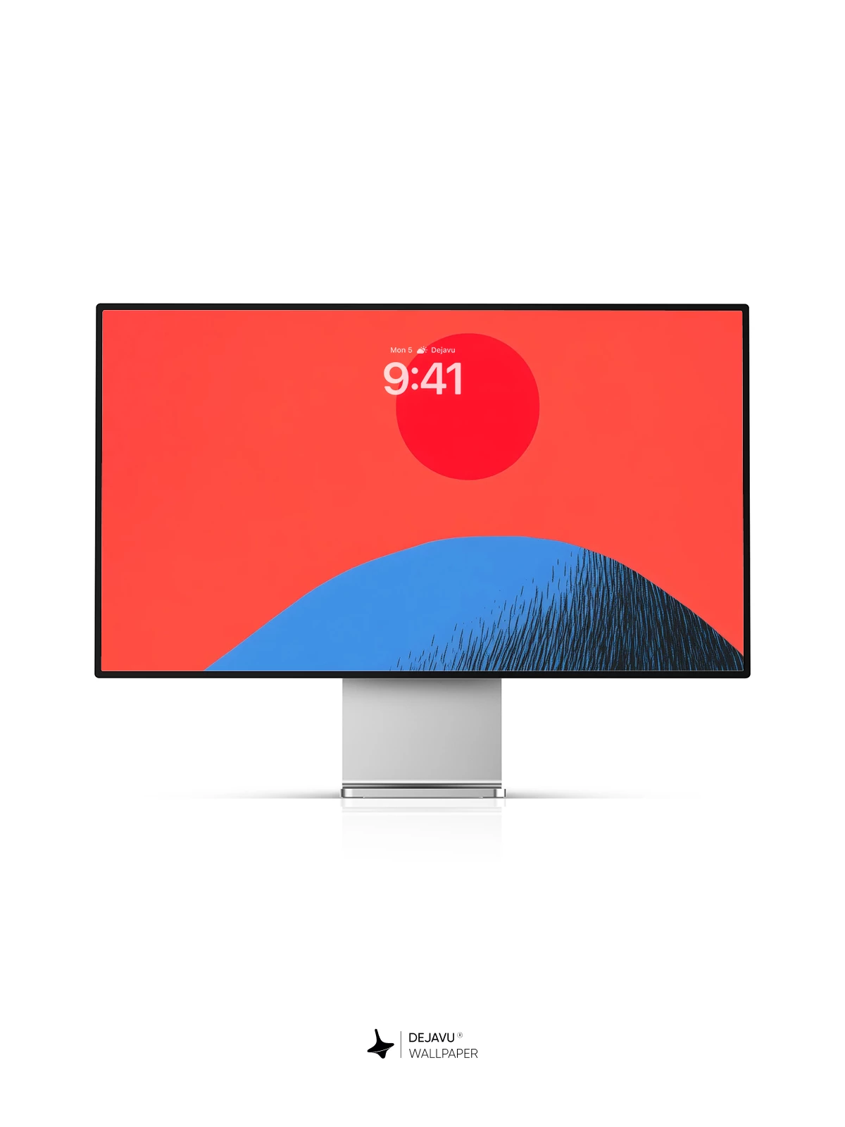 Red Sun Blue Hill Minimalist Wallpaper 4K for iPhone Lock Screen