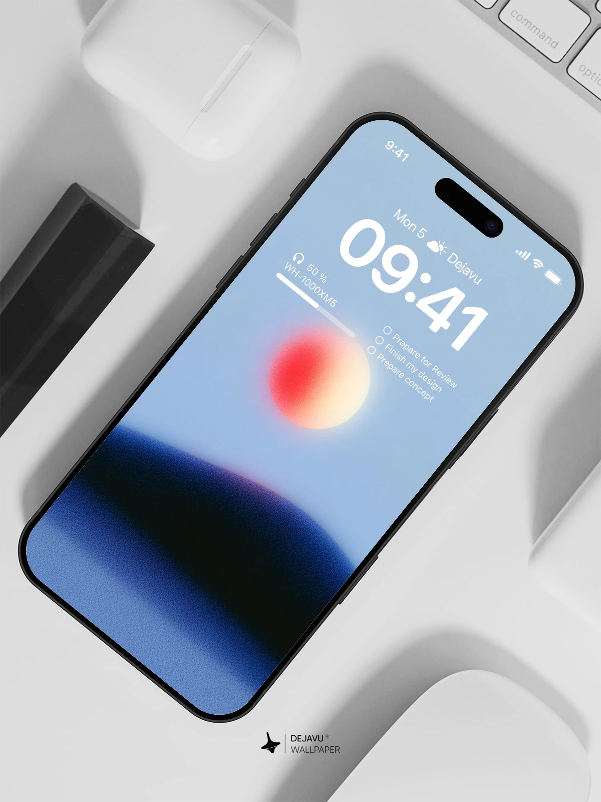 Minimalist Sunset Over Mountain 4K Wallpaper for iPhone Lock Screen