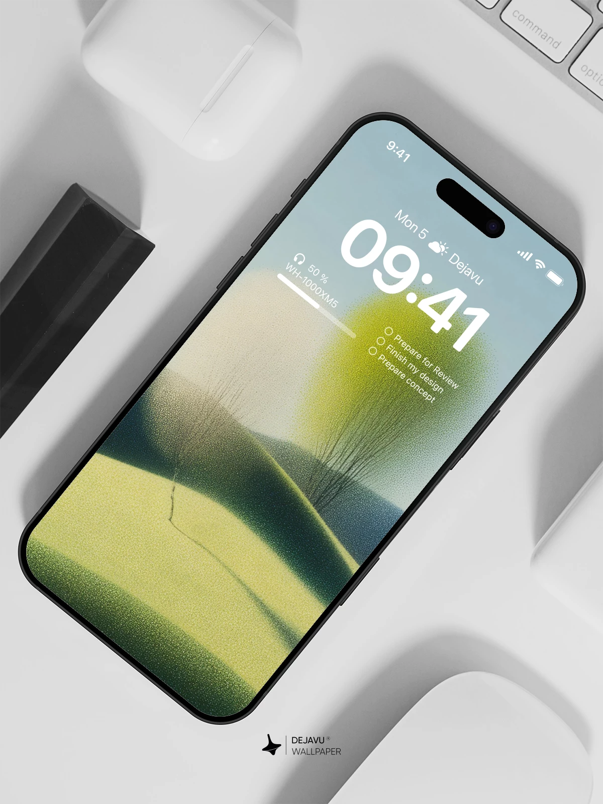 Minimalist Green Hills Wallpaper 4K for iPhone Lock Screen