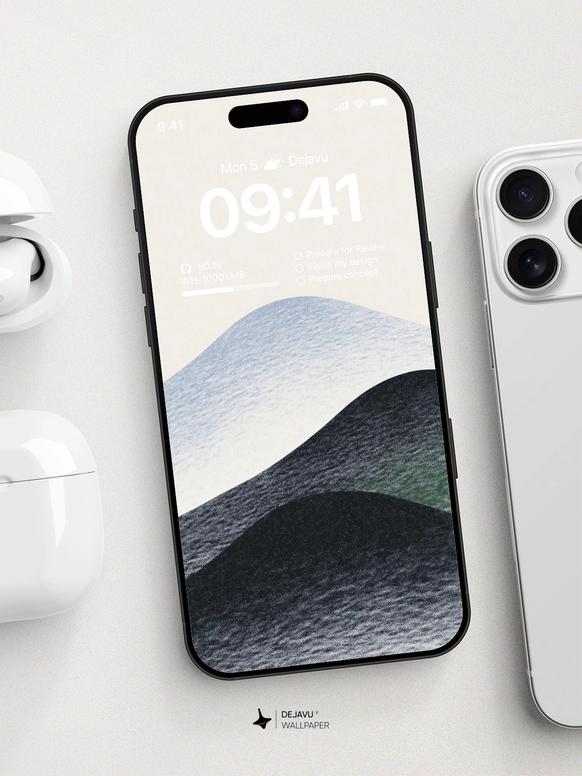 Minimalist Black and White Mountain Wallpaper 4K for iPhone Lock Screen