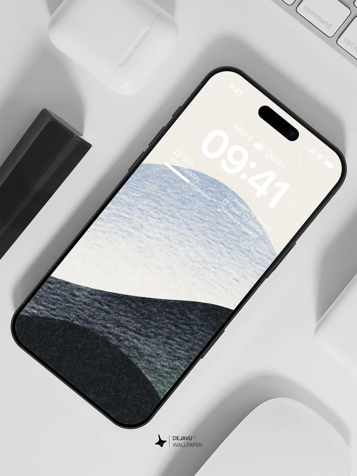 Minimalist Black and White Mountain Wallpaper 4K for iPhone Lock Screen