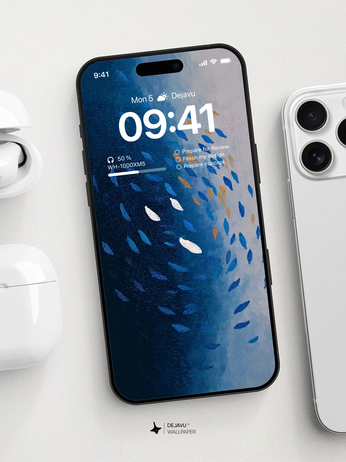 Blue Abstract Leaves Wallpaper 4K for iPhone Lock Screen