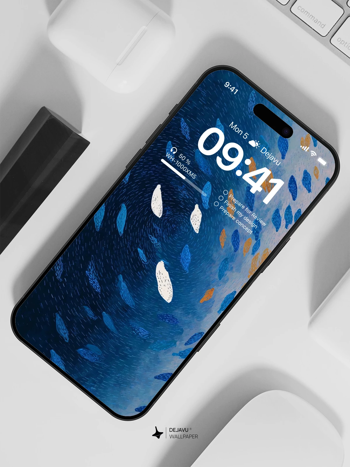 Blue Abstract Leaves Wallpaper 4K for iPhone Lock Screen