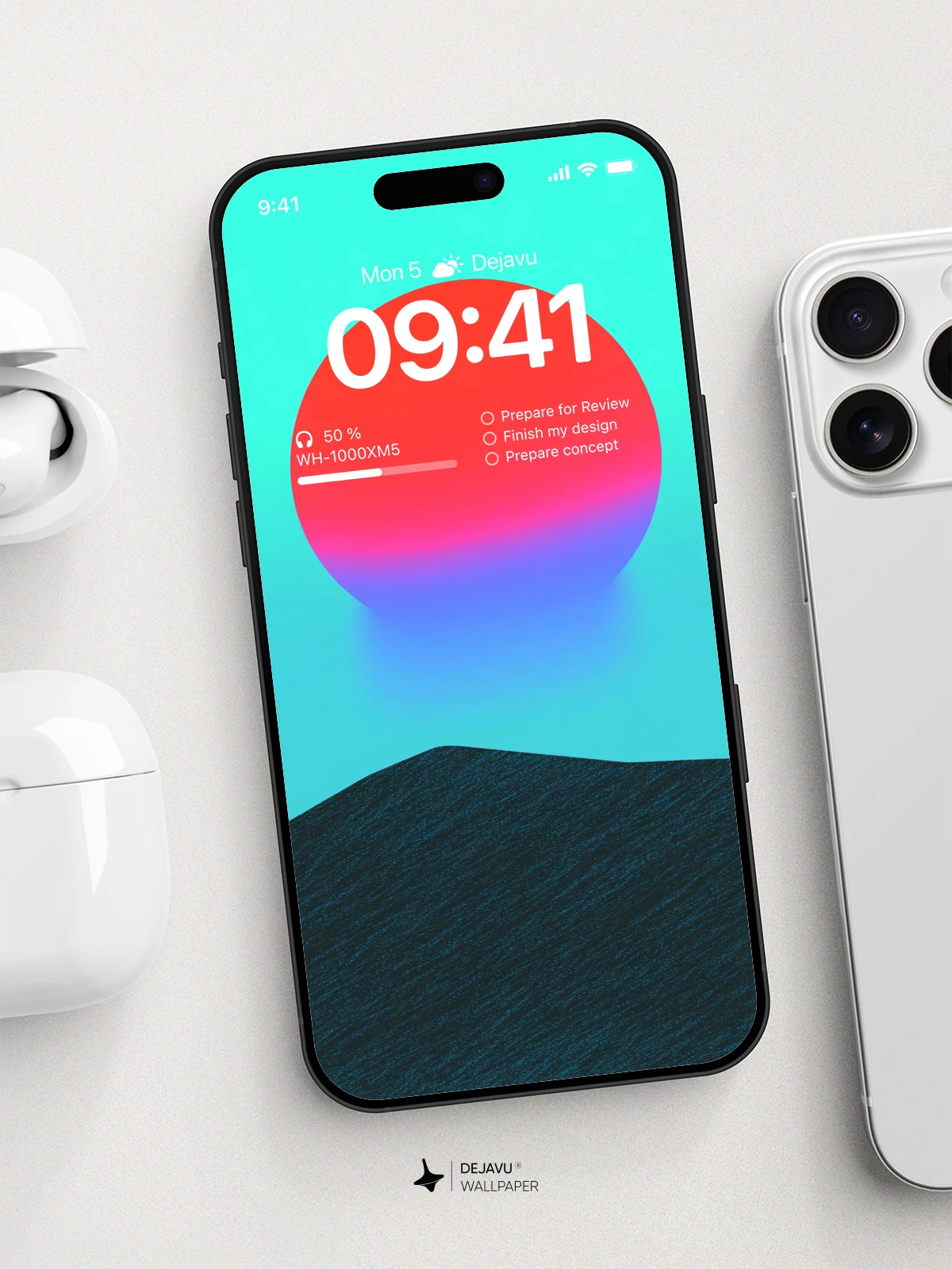 Gradient Sun and Mountain Wallpaper 4K for iPhone Lock Screen