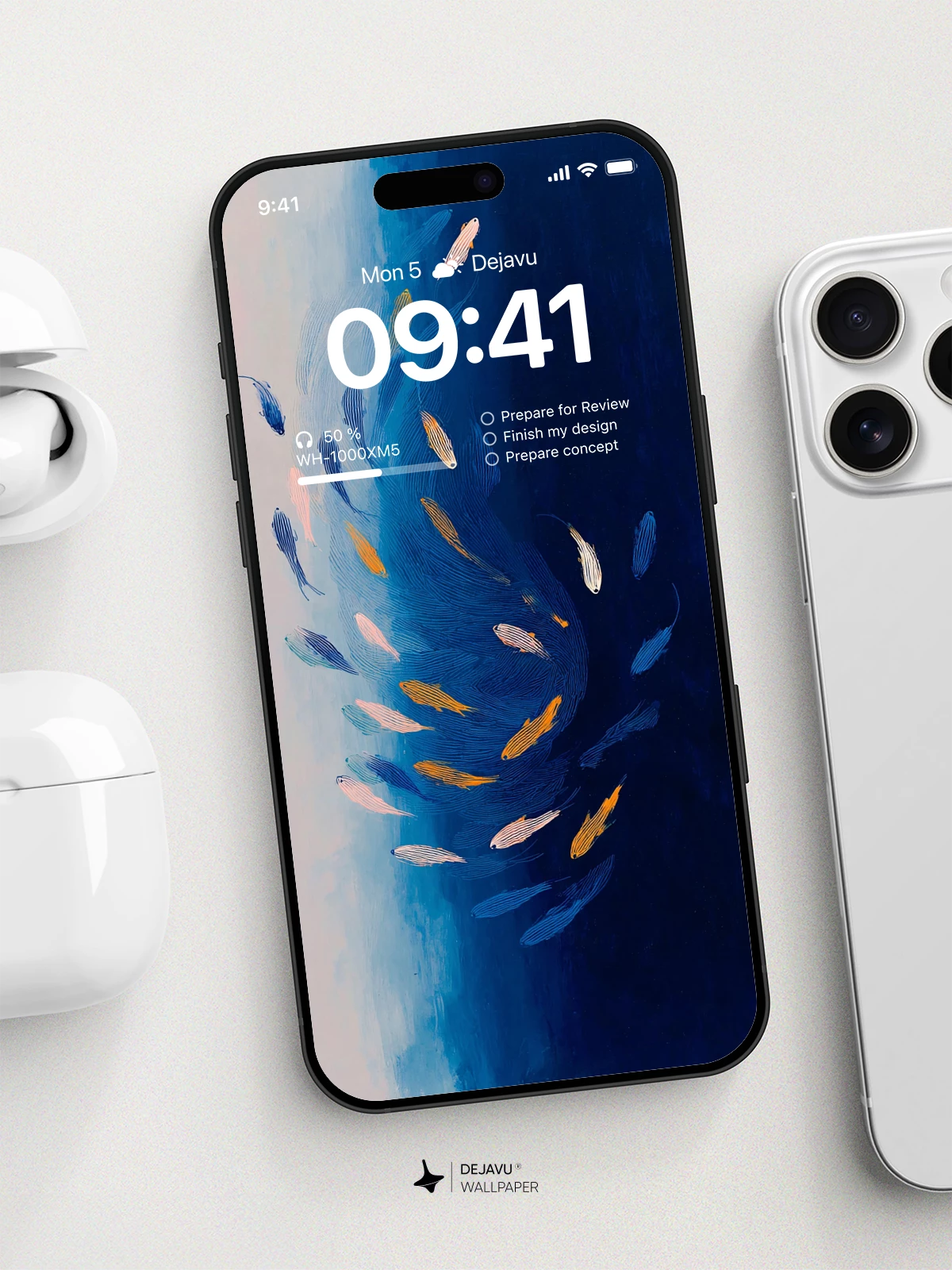 Blue Fish School Wallpaper 4K for iPhone Lock Screen