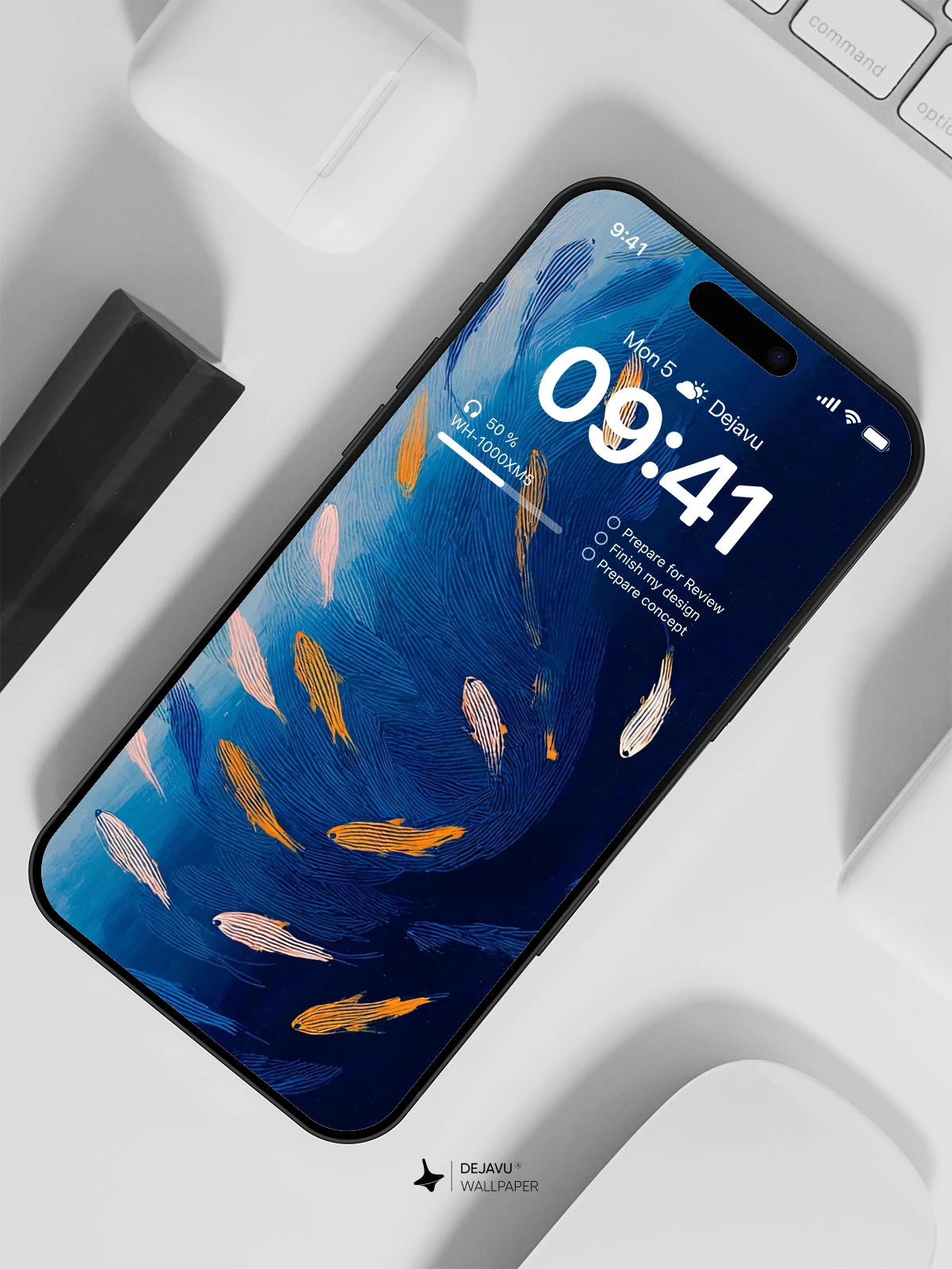 Blue Fish School Wallpaper 4K for iPhone Lock Screen