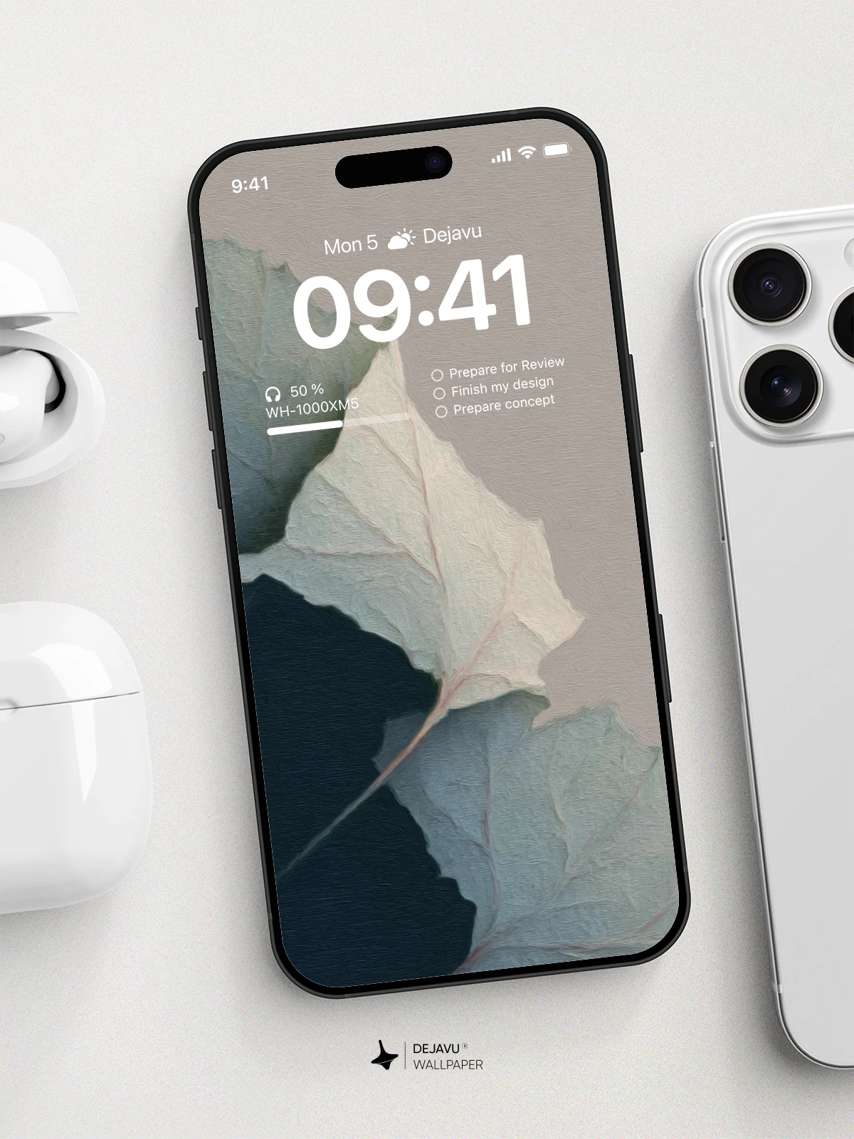 White Leaf Texture Wallpaper 4K for iPhone Lock Screen