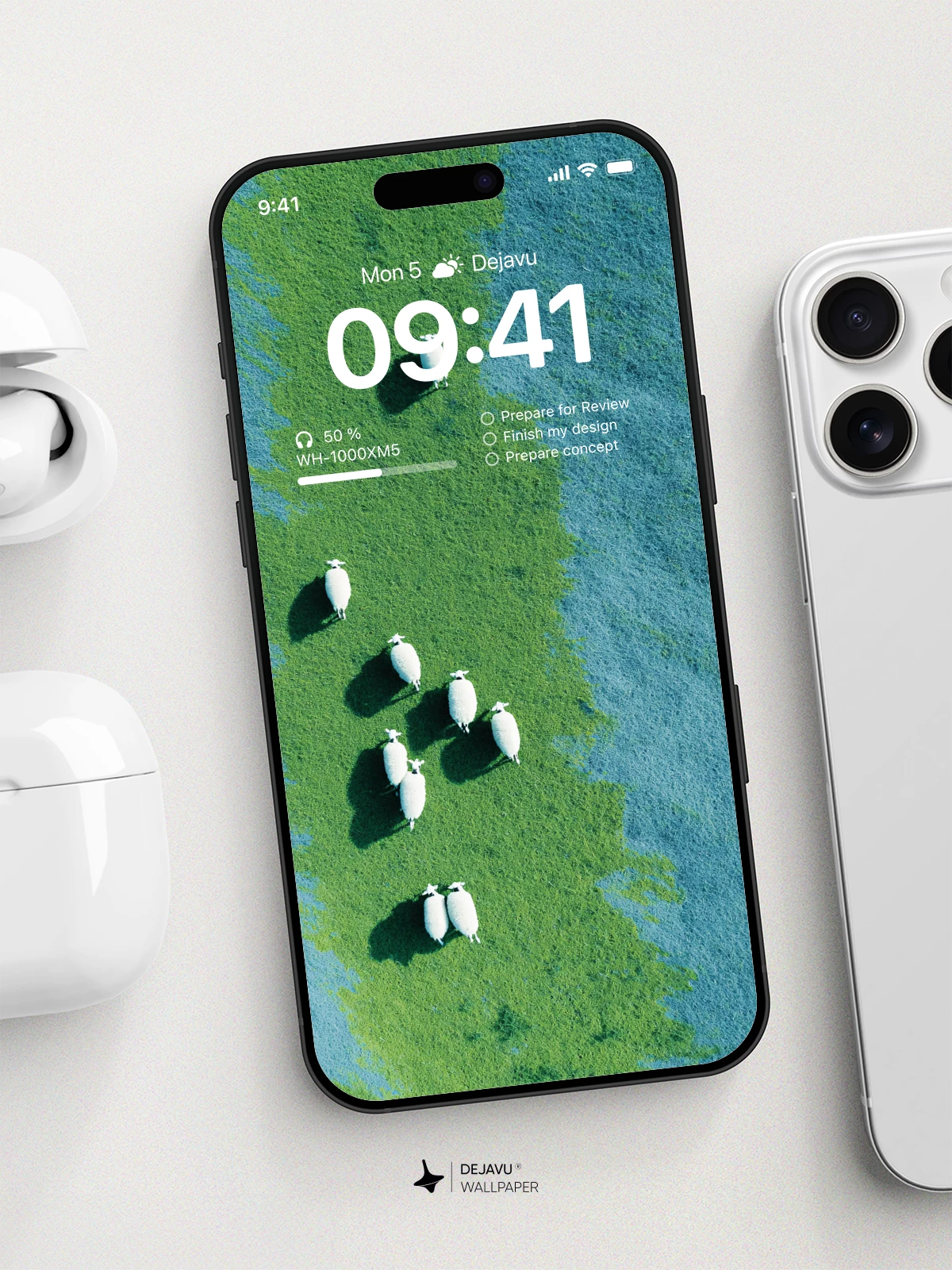 Aerial Sheep Flock Wallpaper 4K for Mobile Background