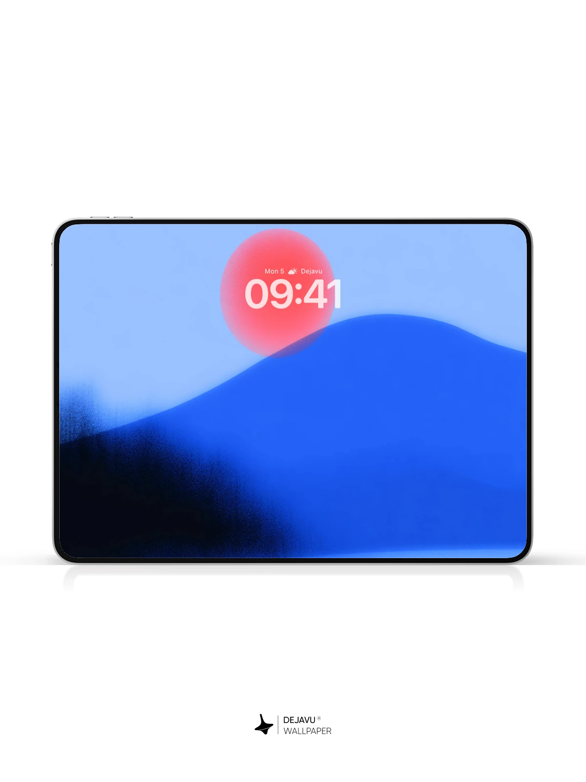 Minimalist Red Sun Over Blue Mountain 4K Wallpaper for iPhone Lock Screen
