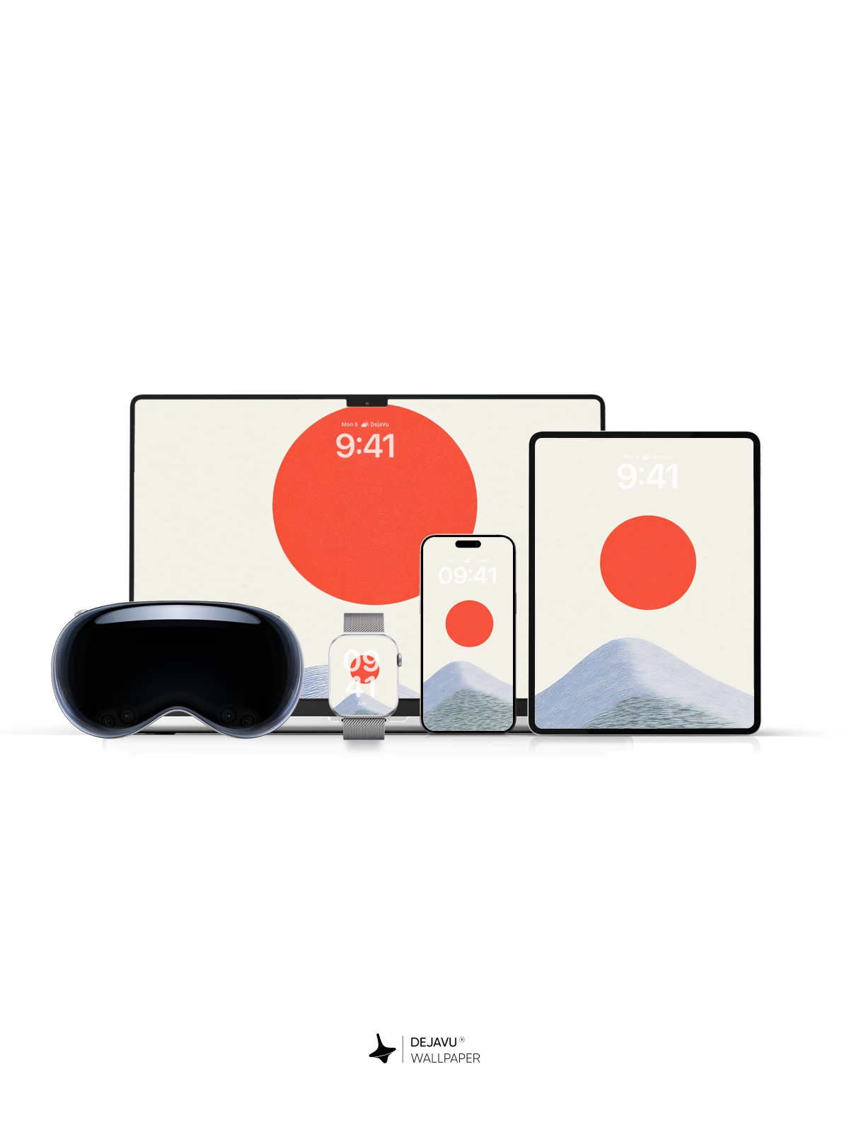 Minimal Red Sun Mountain Wallpaper 4K for iPhone Lock Screen