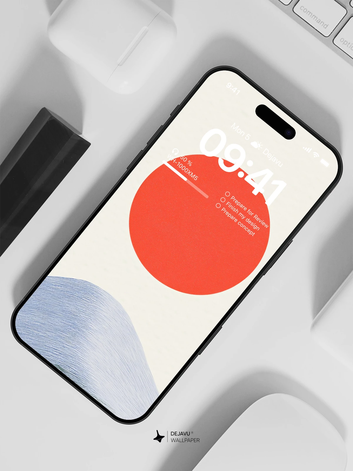 Minimal Red Sun Mountain Wallpaper 4K for iPhone Lock Screen