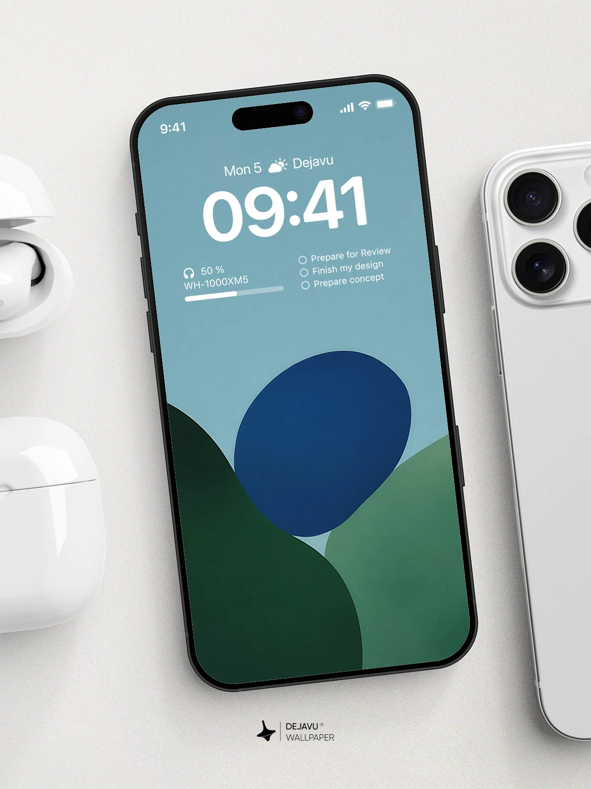Minimal Blue and Green Abstract Wallpaper 4K for iPhone Lock Screen