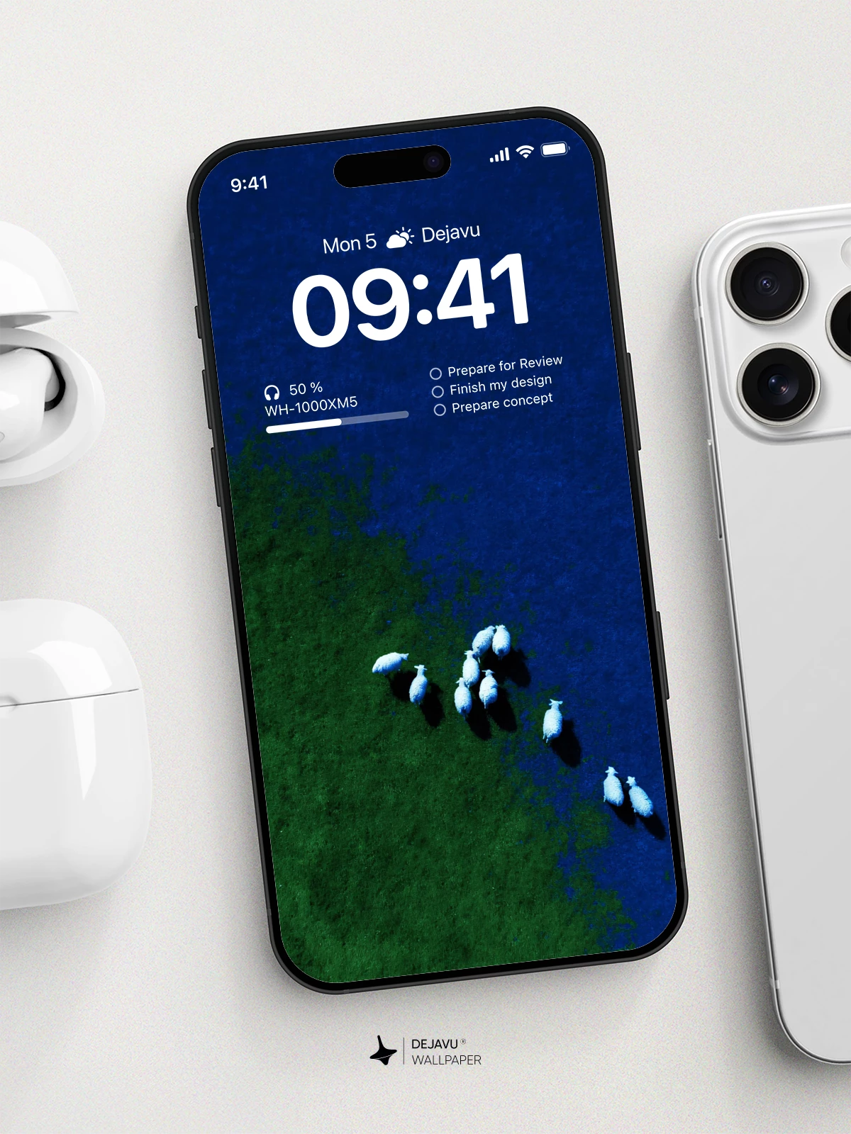Sheep in Water Wallpaper 4K for iPhone Lock Screen