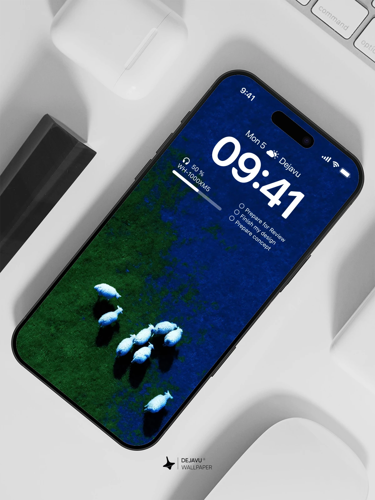 Sheep in Water Wallpaper 4K for iPhone Lock Screen