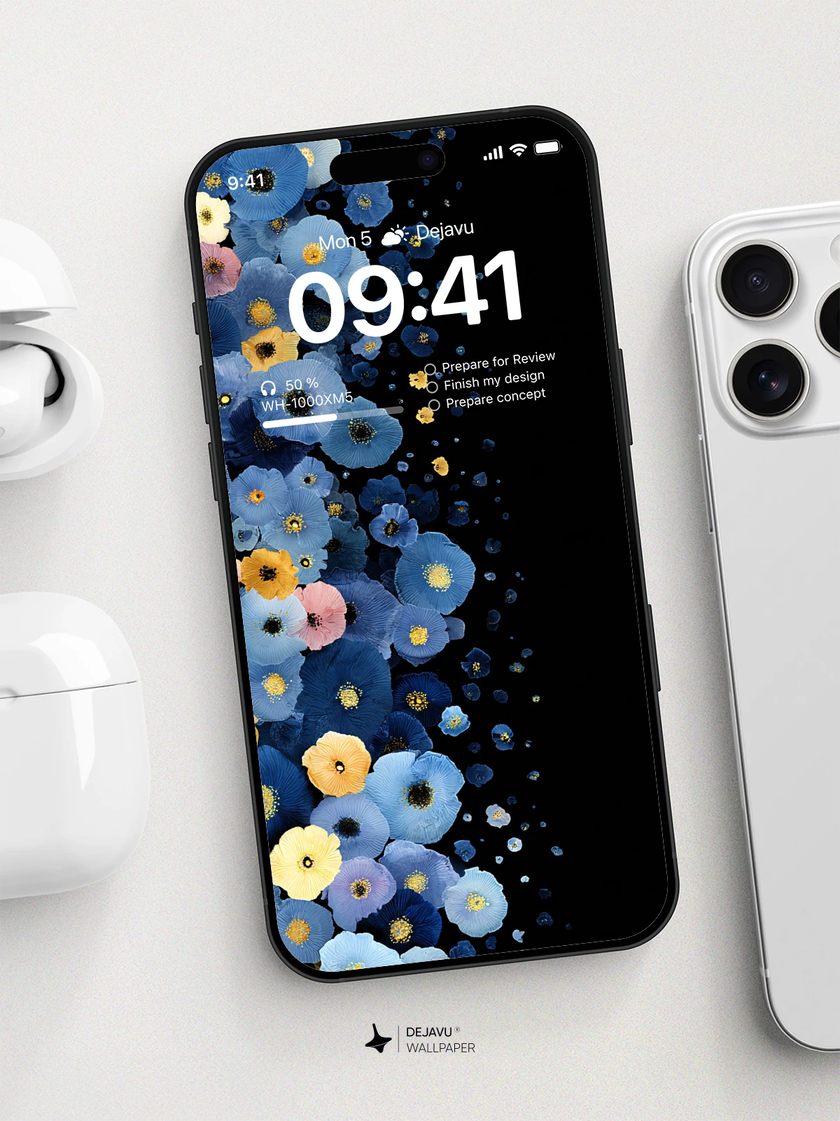 Blue Floral Wallpaper 4K for iPhone Lock Screen