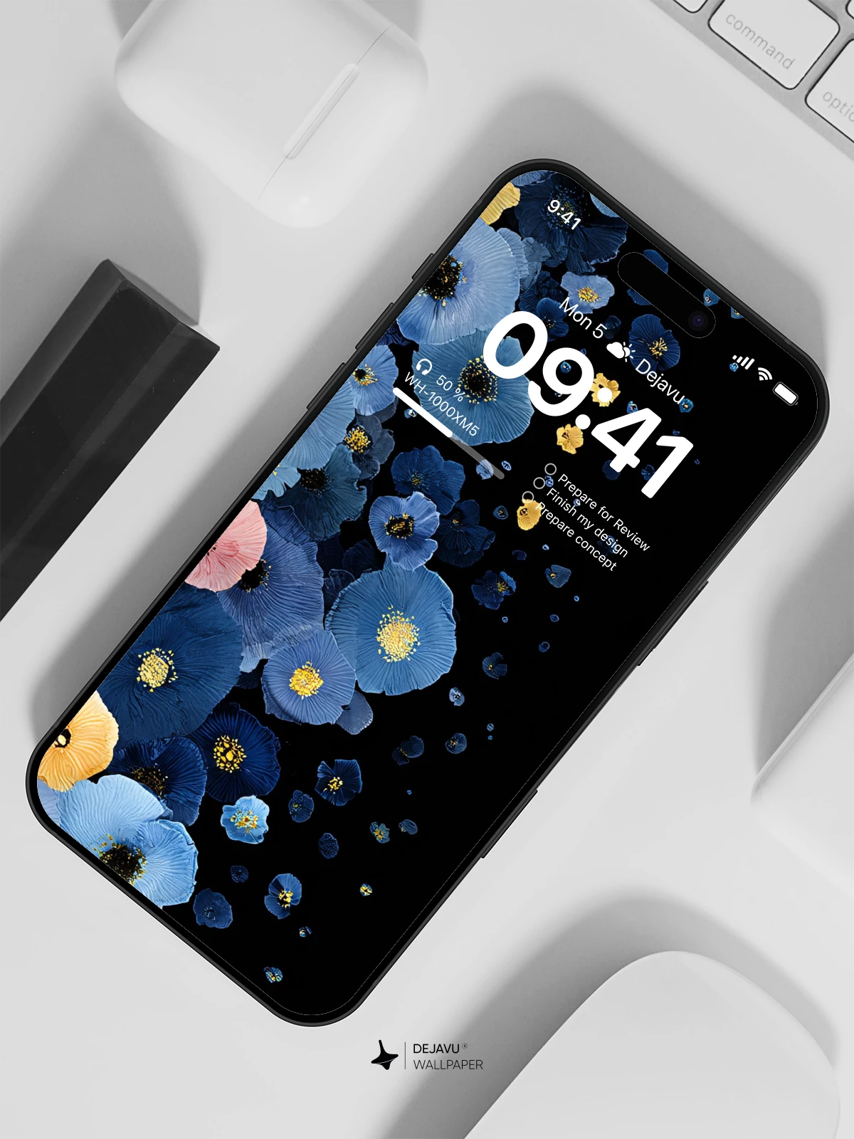 Blue Floral Wallpaper 4K for iPhone Lock Screen