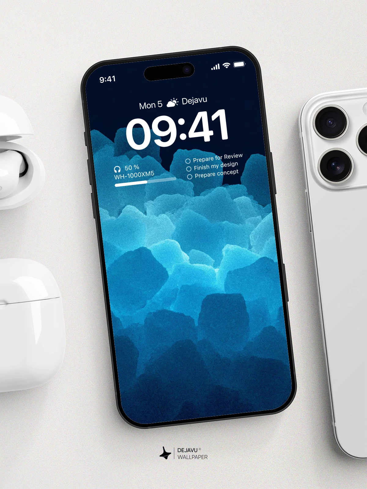 Blue Crystal Texture Wallpaper 4K for iPhone Lock Screen