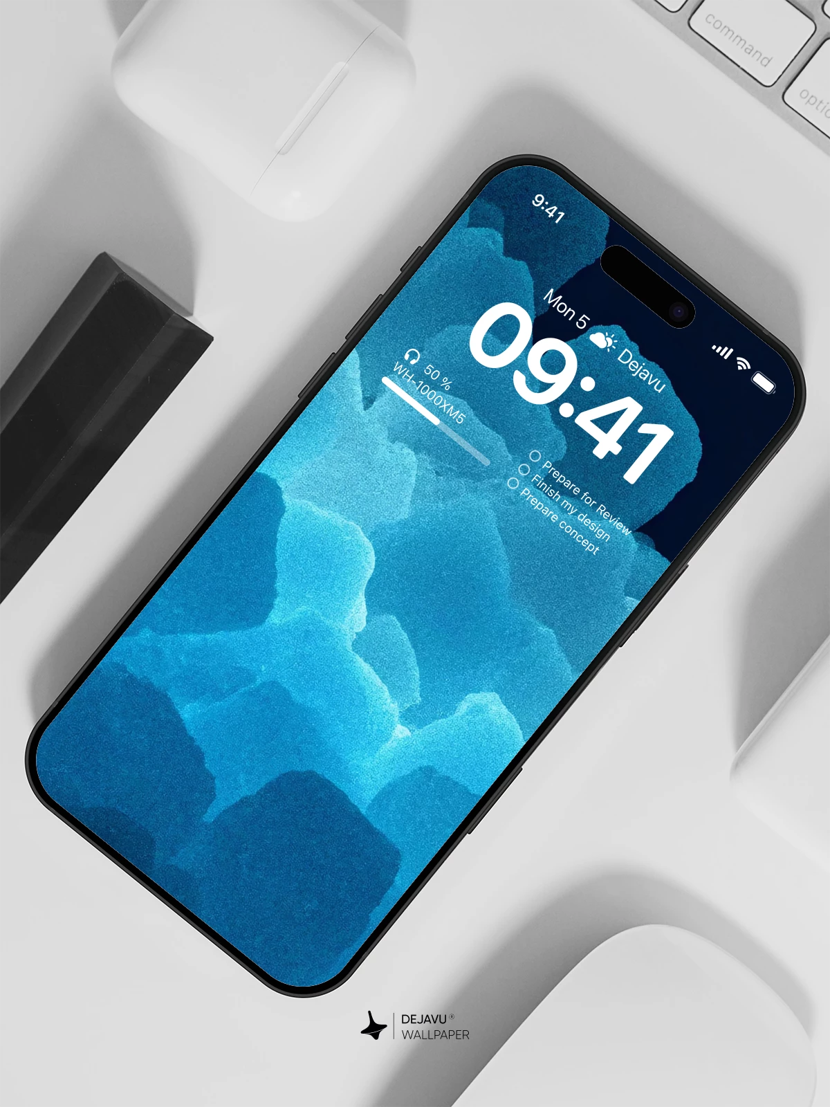 Blue Crystal Texture Wallpaper 4K for iPhone Lock Screen