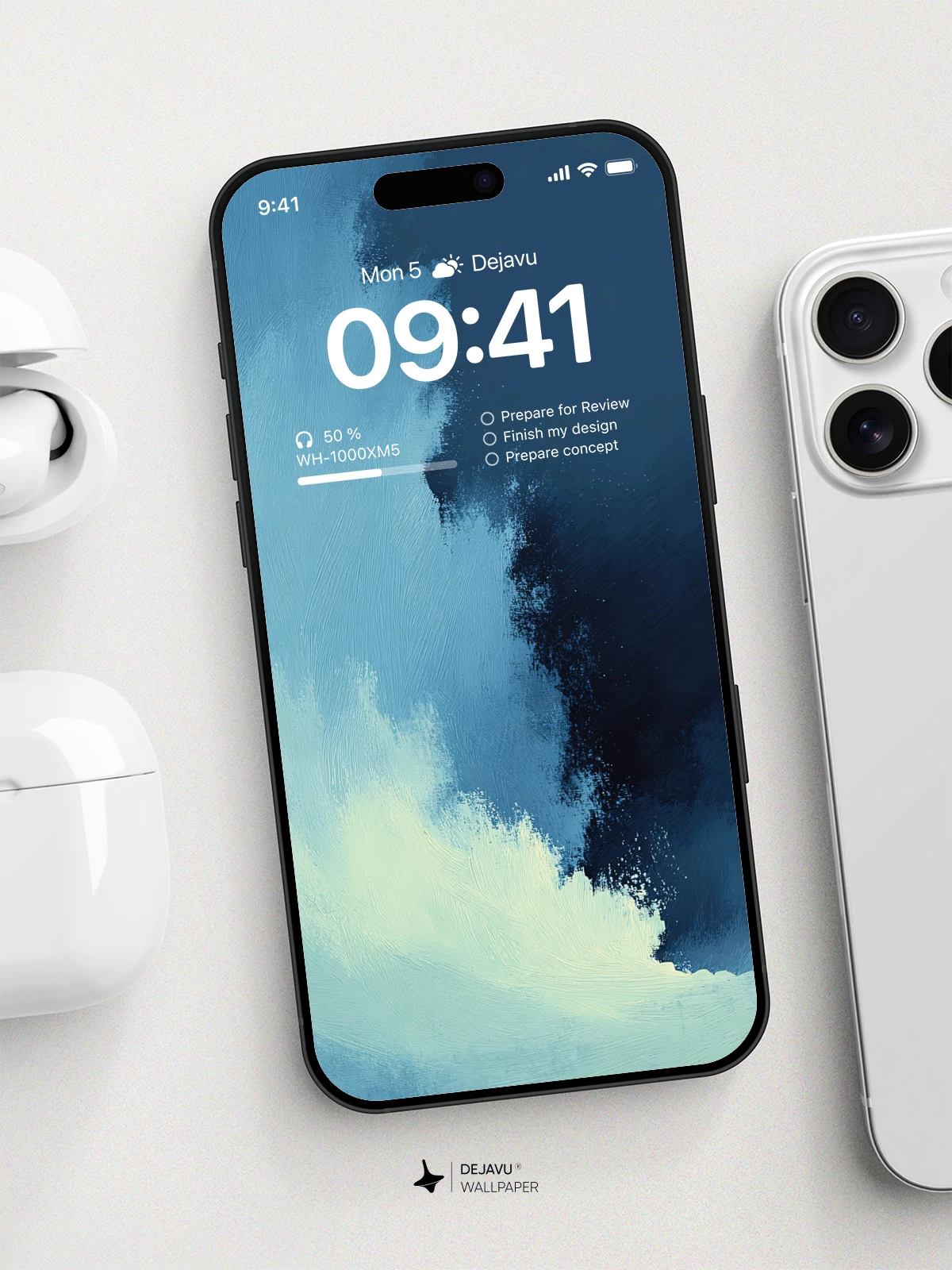 Abstract Blue and White Wave Wallpaper 4K for iPhone Lock Screen