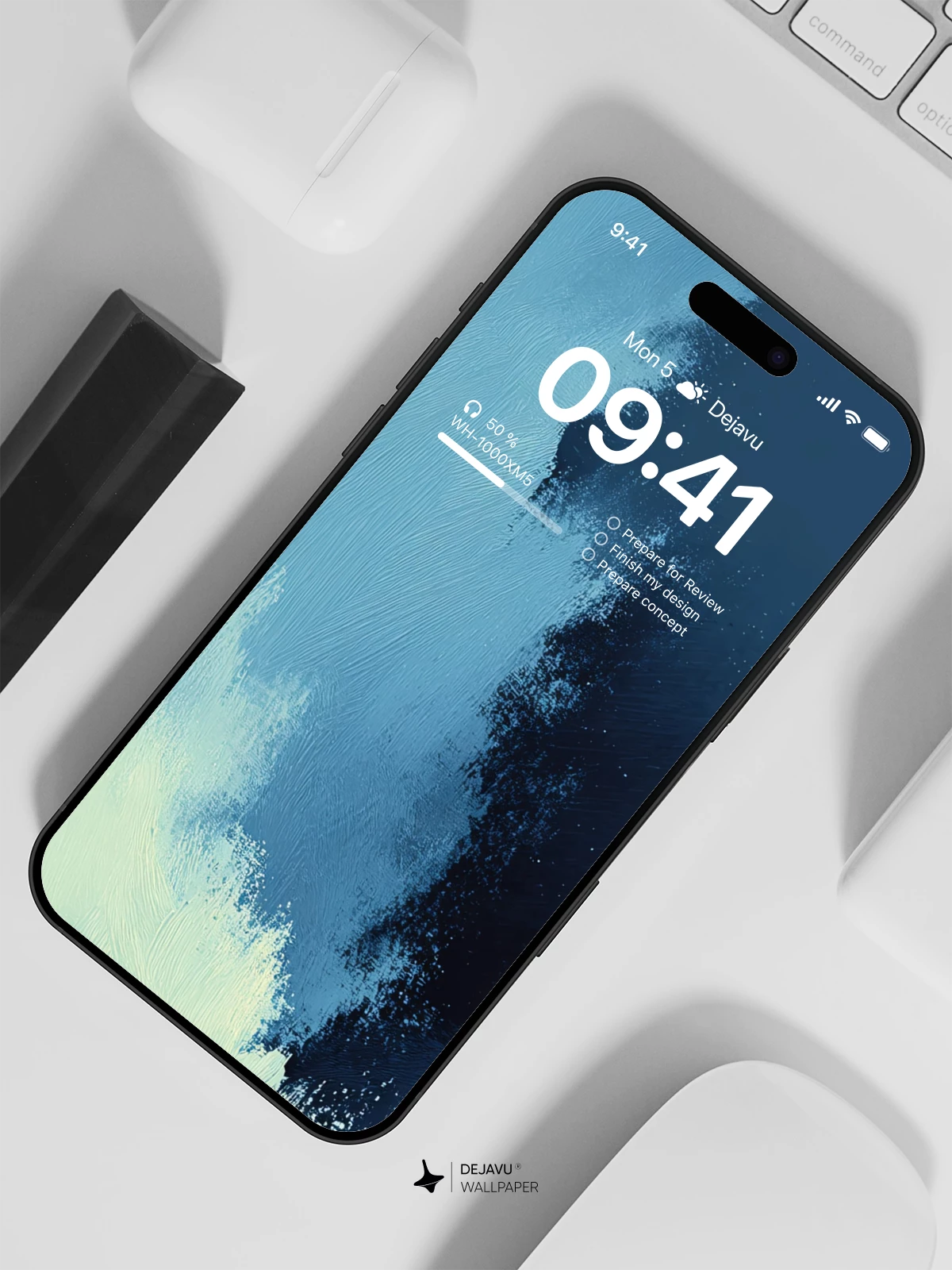 Abstract Blue and White Wave Wallpaper 4K for iPhone Lock Screen