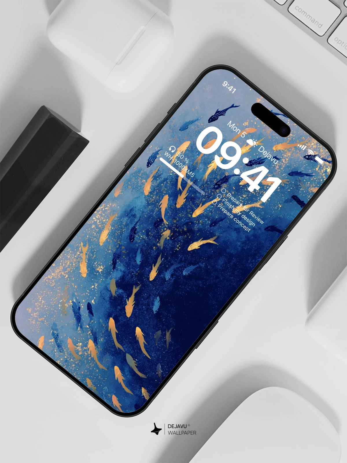 Blue and Gold Fish Wallpaper 4K for iPhone Lock Screen