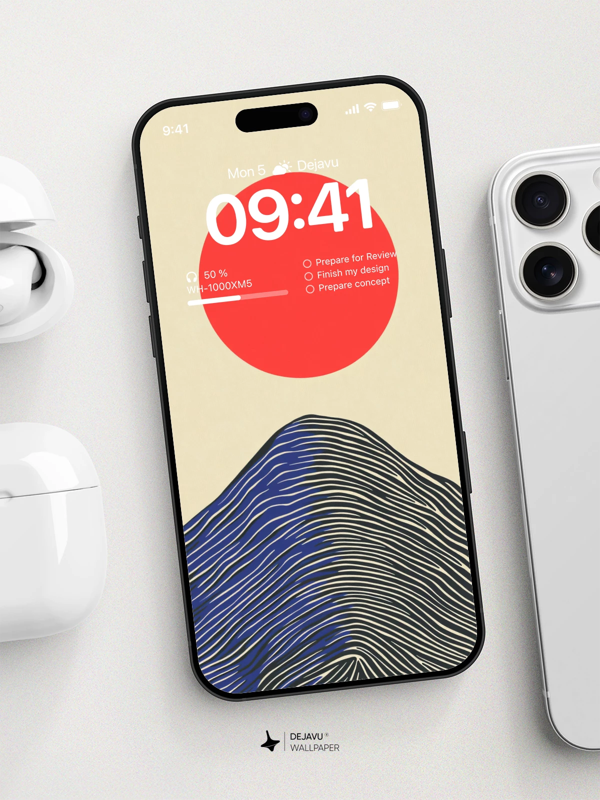 Abstract Mountain Sun Wallpaper 4K for iPhone Lock Screen
