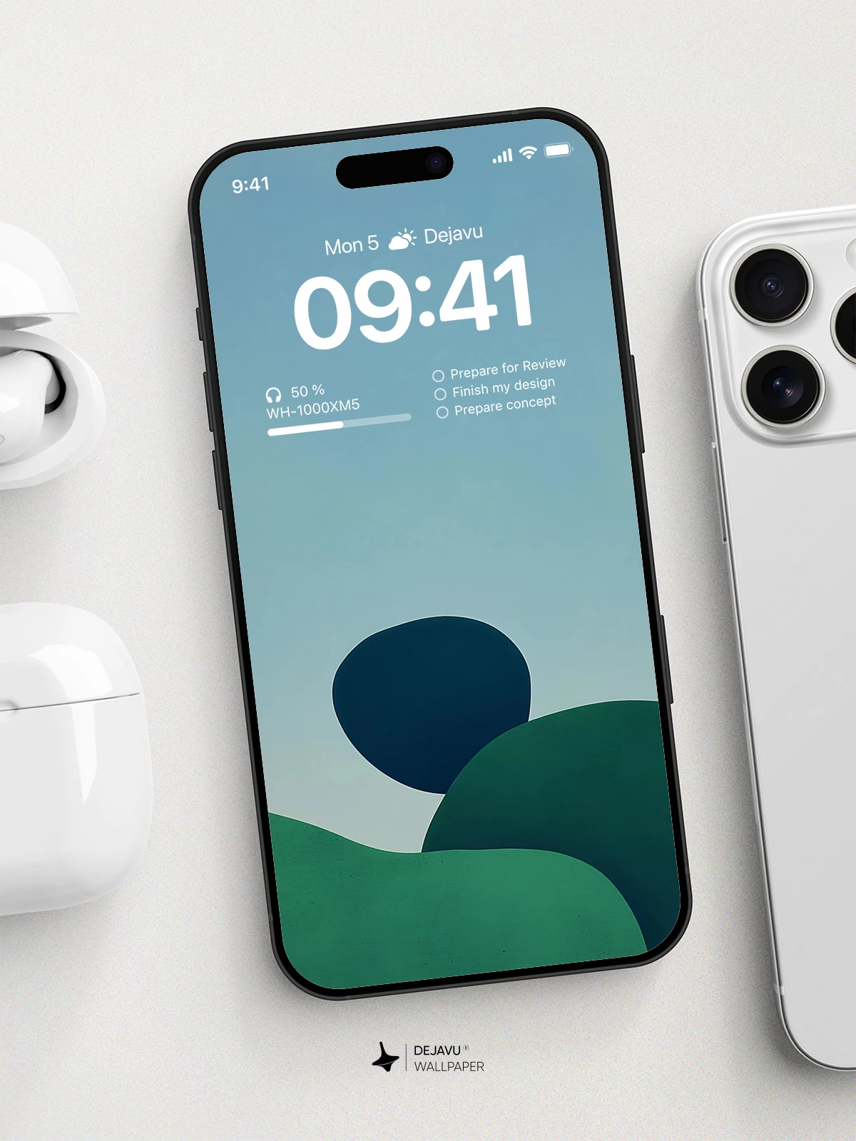 Minimal Green and Blue Wallpaper 4K for iPhone Lock Screen