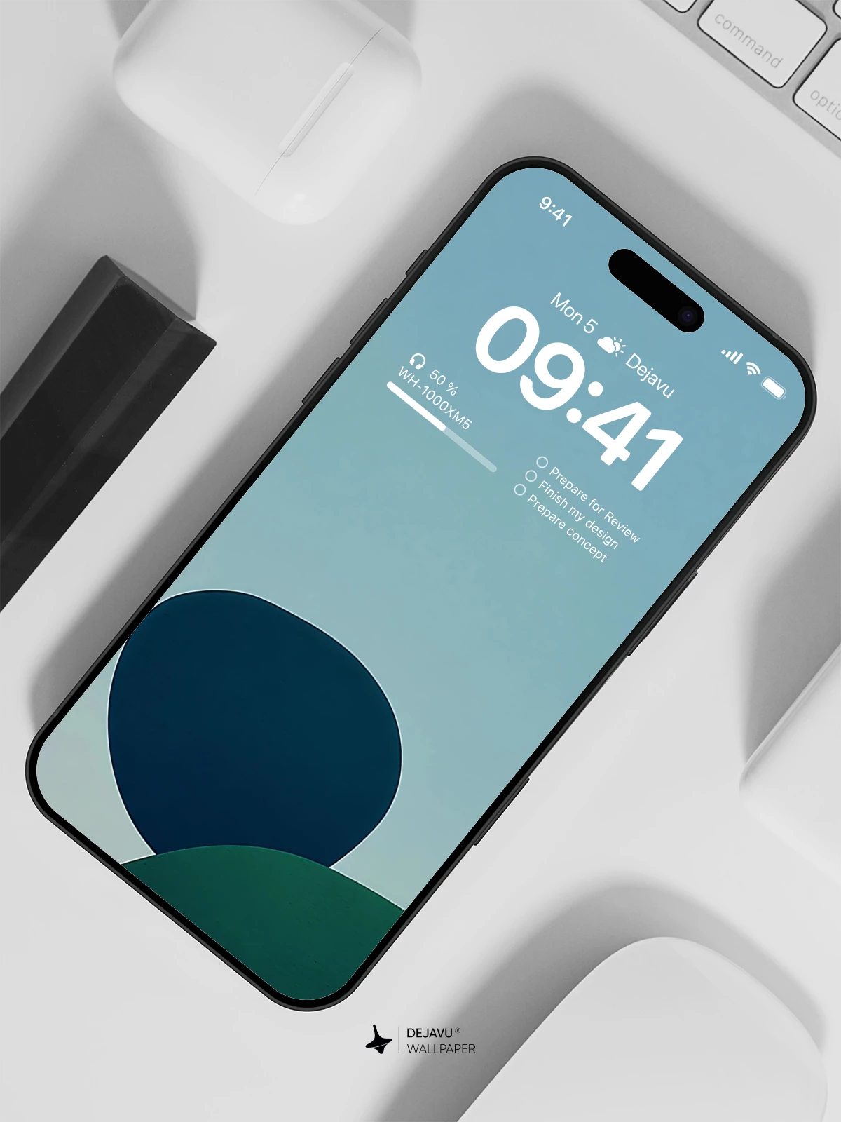 Minimal Green and Blue Wallpaper 4K for iPhone Lock Screen