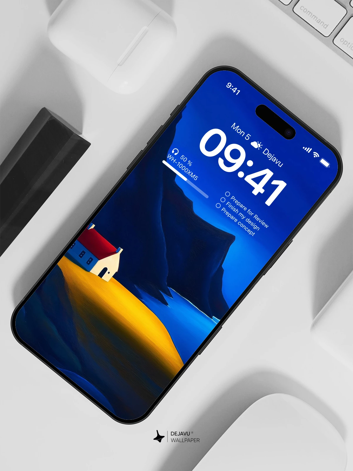 Minimalist Night Cliffside House Wallpaper 4K for iPhone Lock Screen
