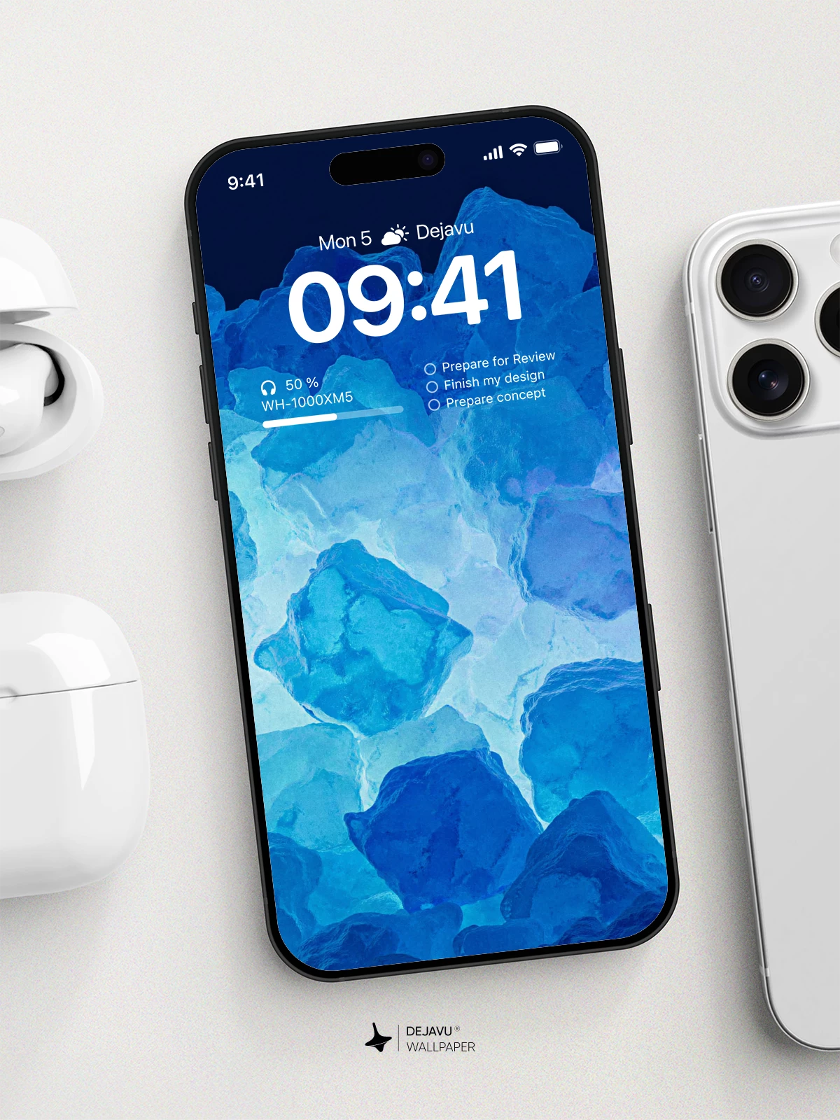 Blue Ice Crystal Wallpaper 4K for iPhone Lock Screen