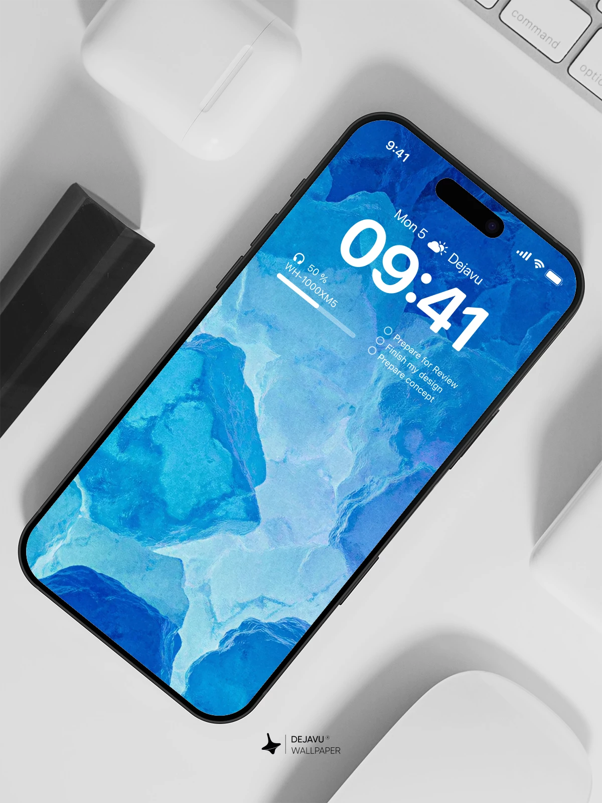 Blue Ice Crystal Wallpaper 4K for iPhone Lock Screen