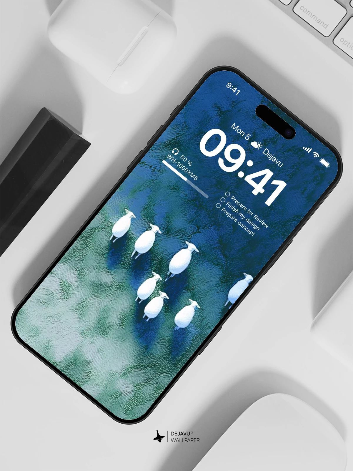 White Sheep Aerial Wallpaper 4K for iPhone Lock Screen