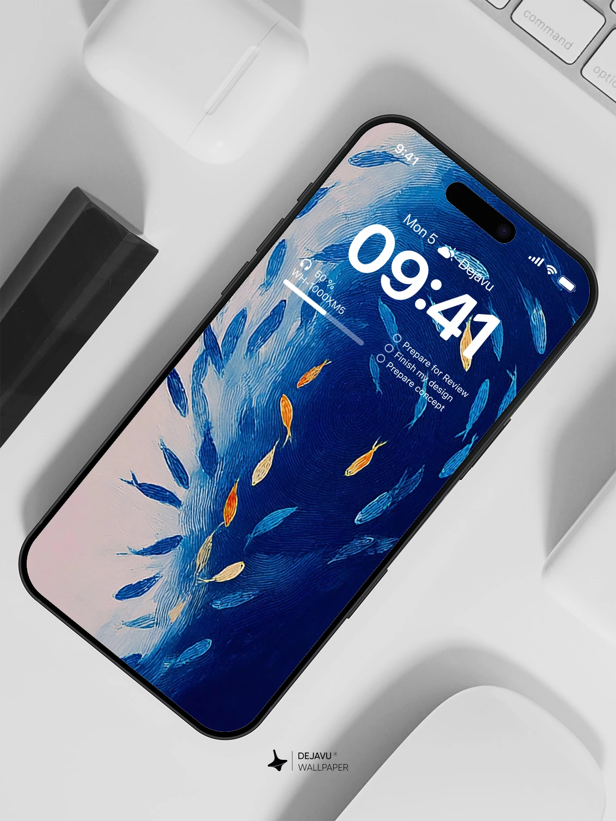 Blue and Yellow Fish School Wallpaper 4K for iPhone Lock Screen