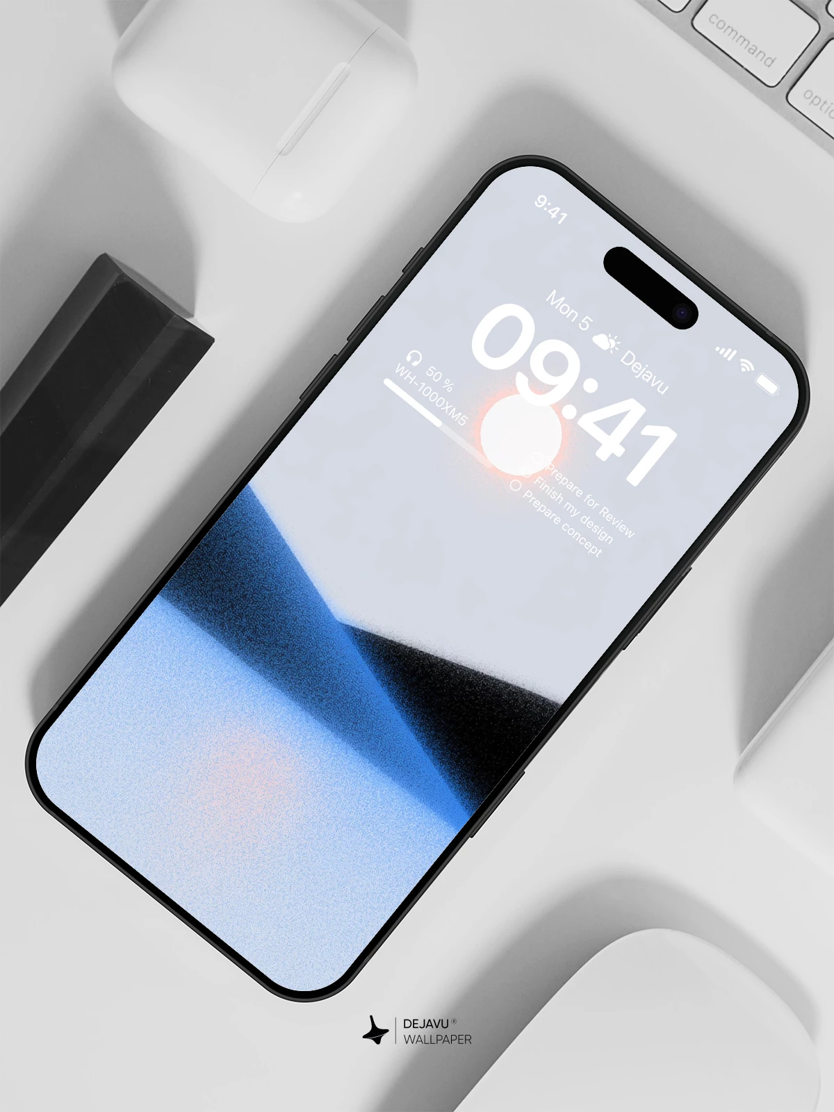 Minimalist Blue Wave Wallpaper 4K for iPhone Lock Screen