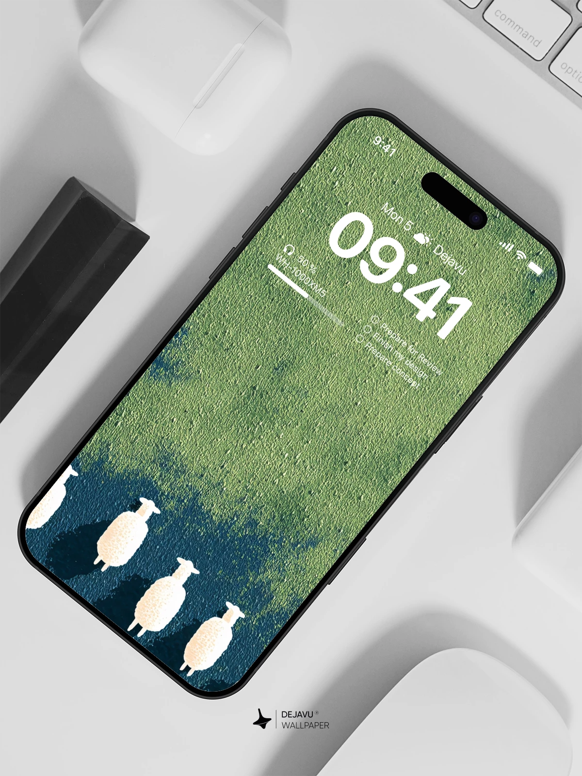 Green Sheep Wallpaper 4K for iPhone Lock Screen