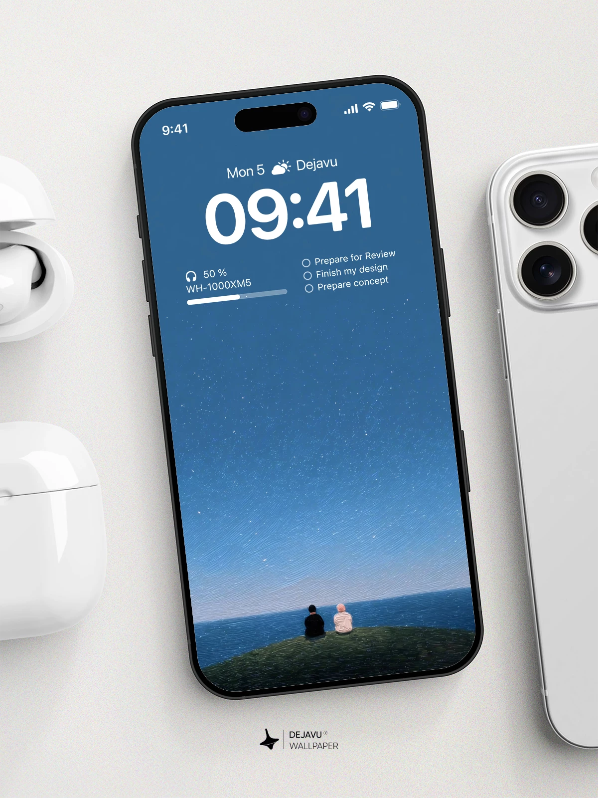 星空下的两个人 Wallpaper 4K for iPhone Lock Screen
