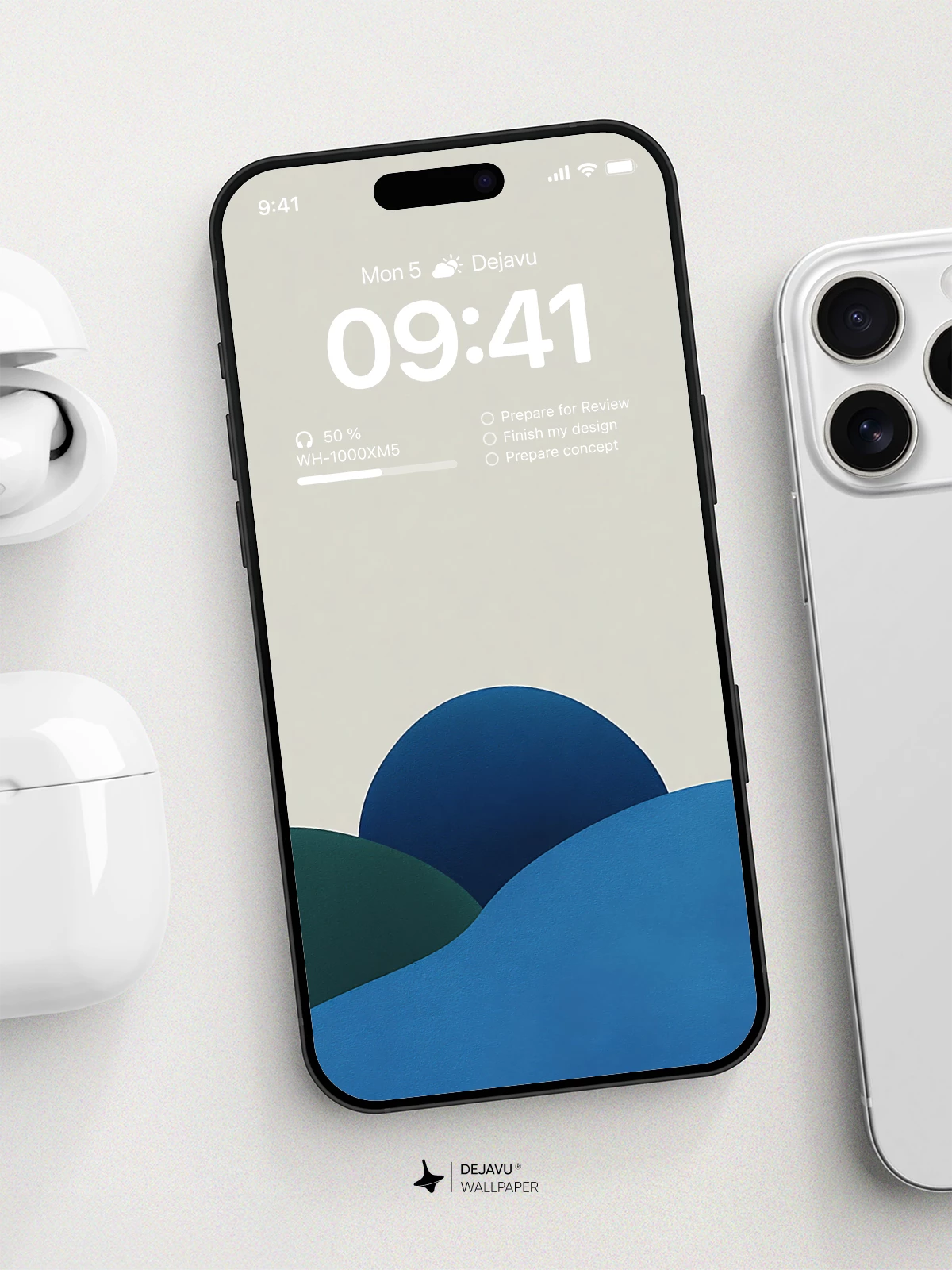 Blue Minimalist Wallpaper 4K for iPhone Lock Screen