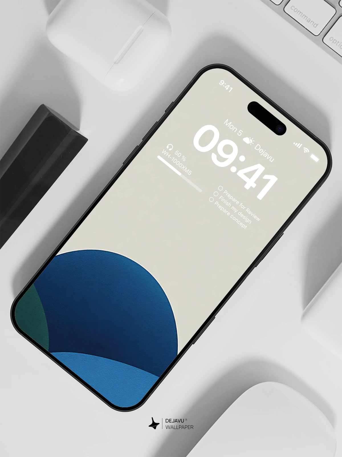 Blue Minimalist Wallpaper 4K for iPhone Lock Screen
