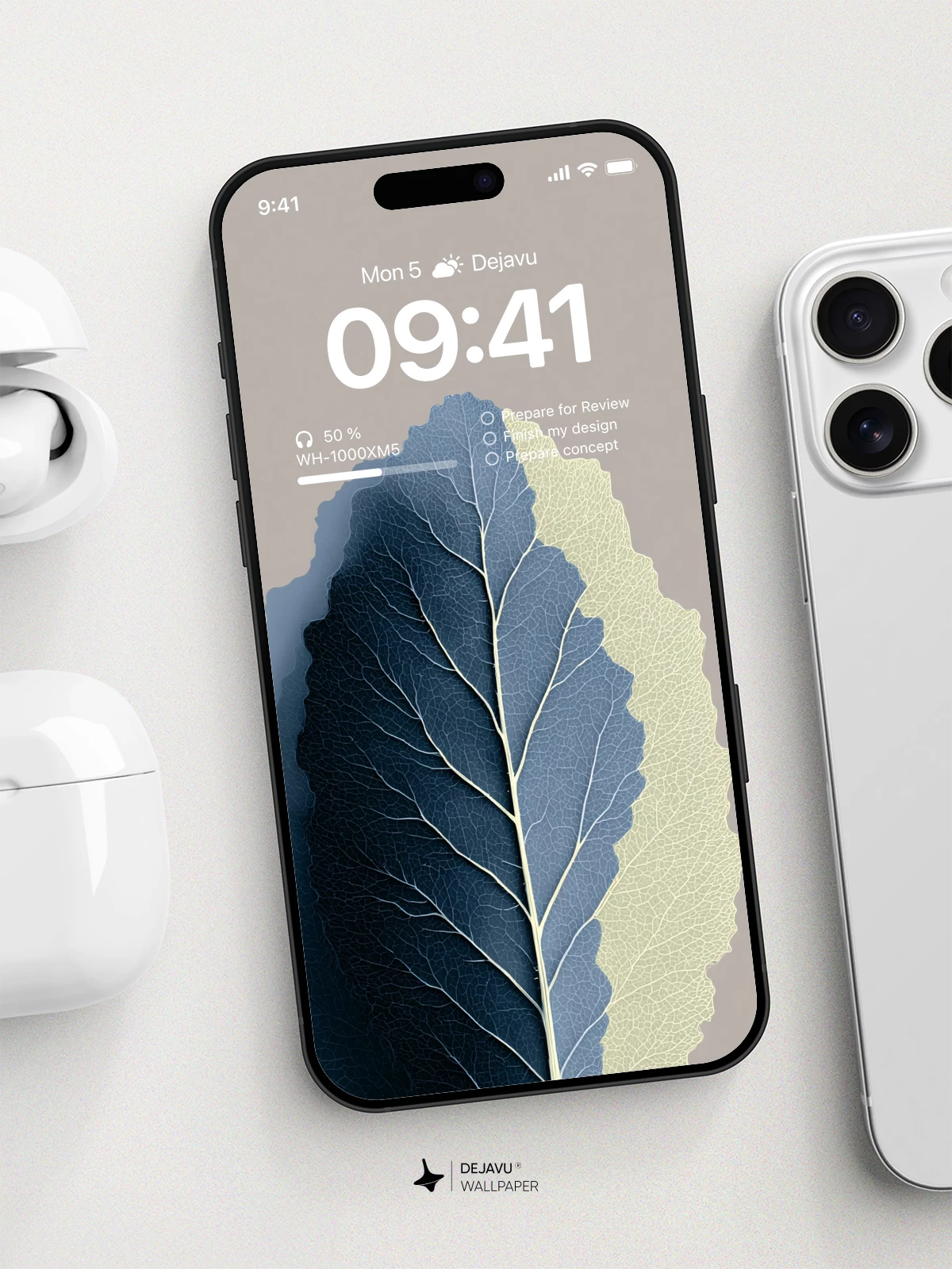 Blue and White Leaf Wallpaper 4K for Mobile Background